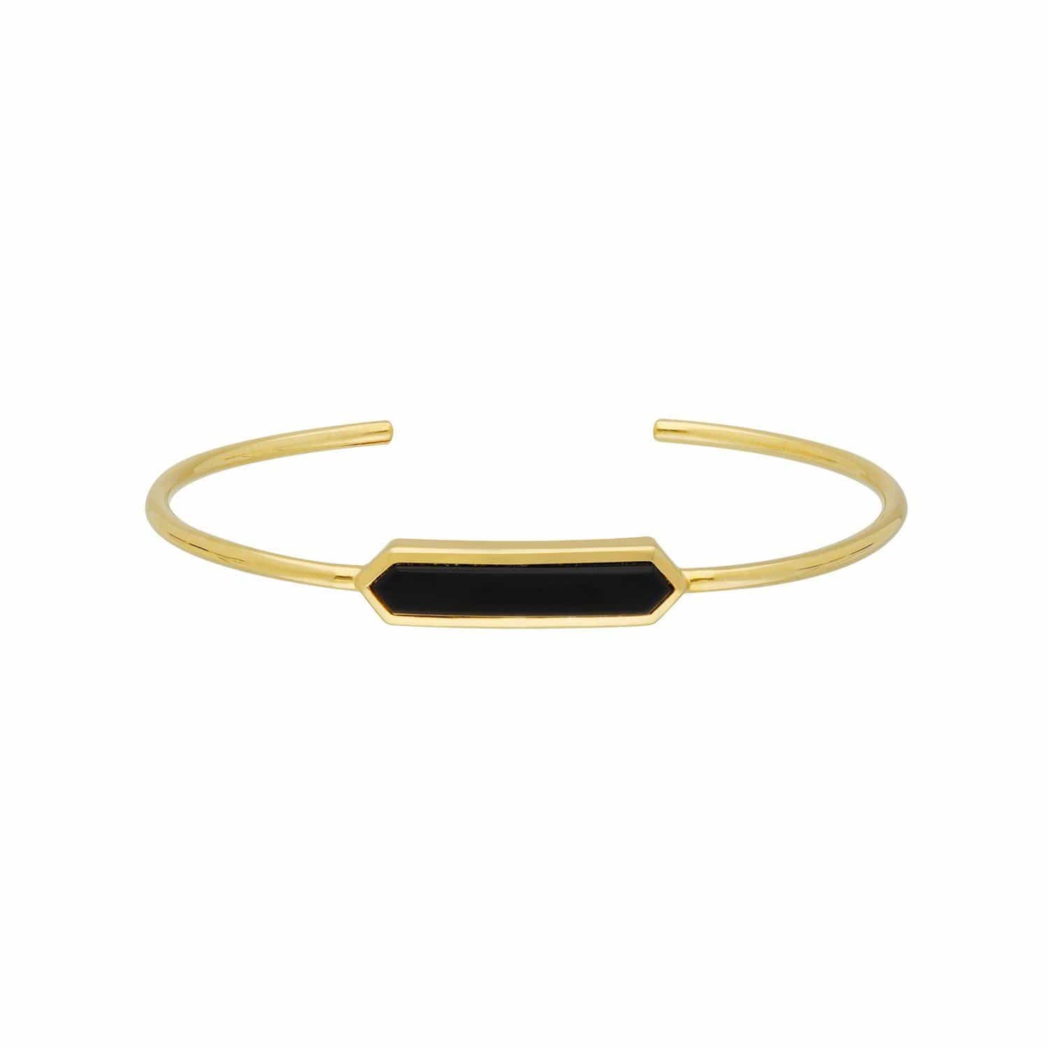 270B009603925 Geometric Prism Black Onyx Bangle in Gold Plated Silver 1