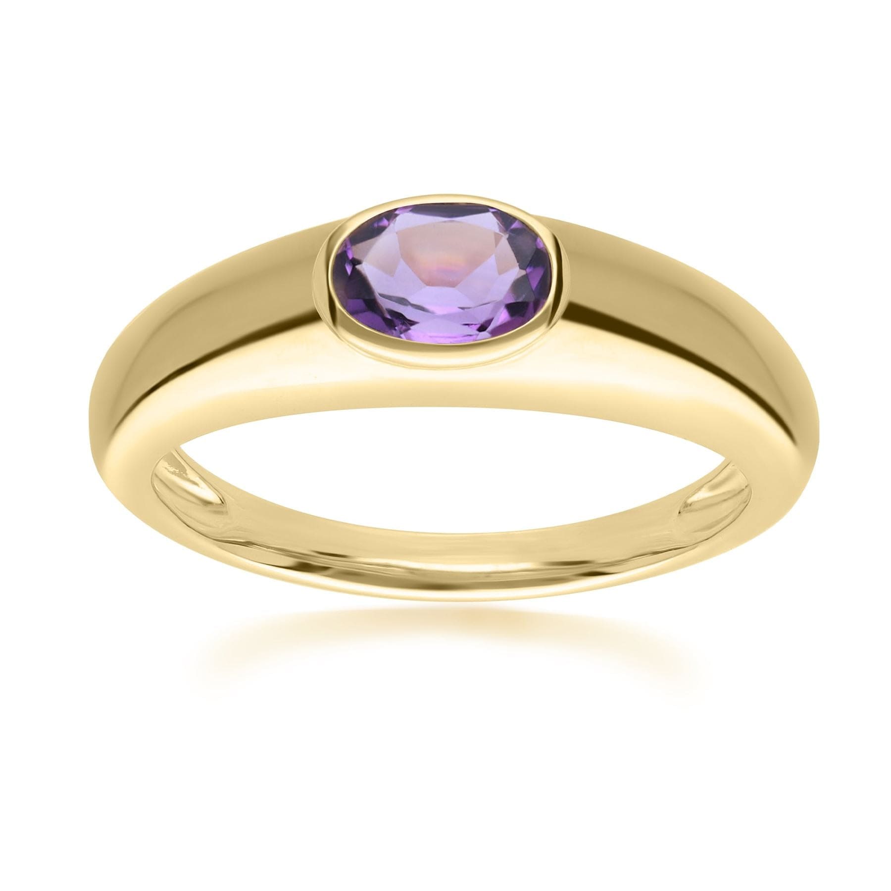 270R065103925 Modern Classic Oval Amethyst Ring in 18ct Gold Plated Silver 1