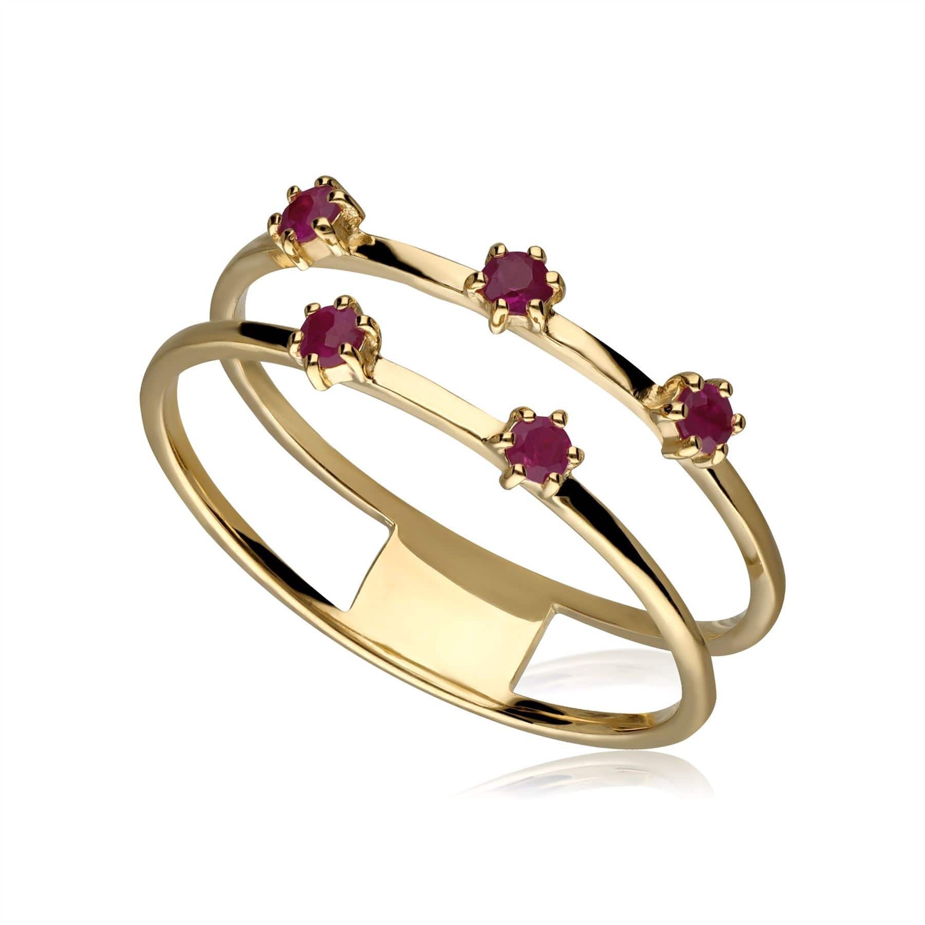 133R9546039 Ruby Double Band Ring In 9ct Yellow Gold 1