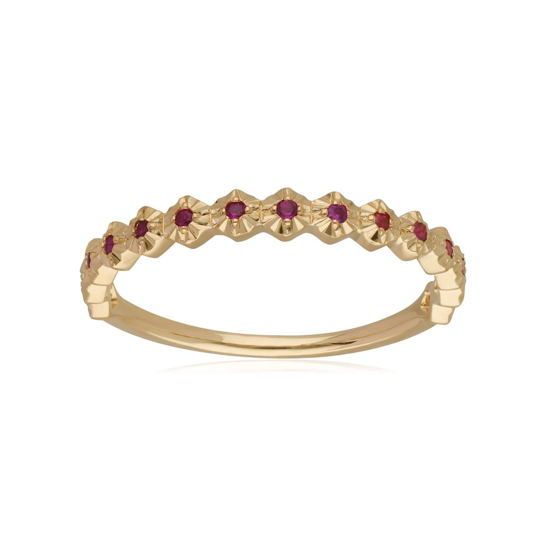 133R9549029 Half Eternity Ruby Band Ring In 9ct Yellow Gold 4