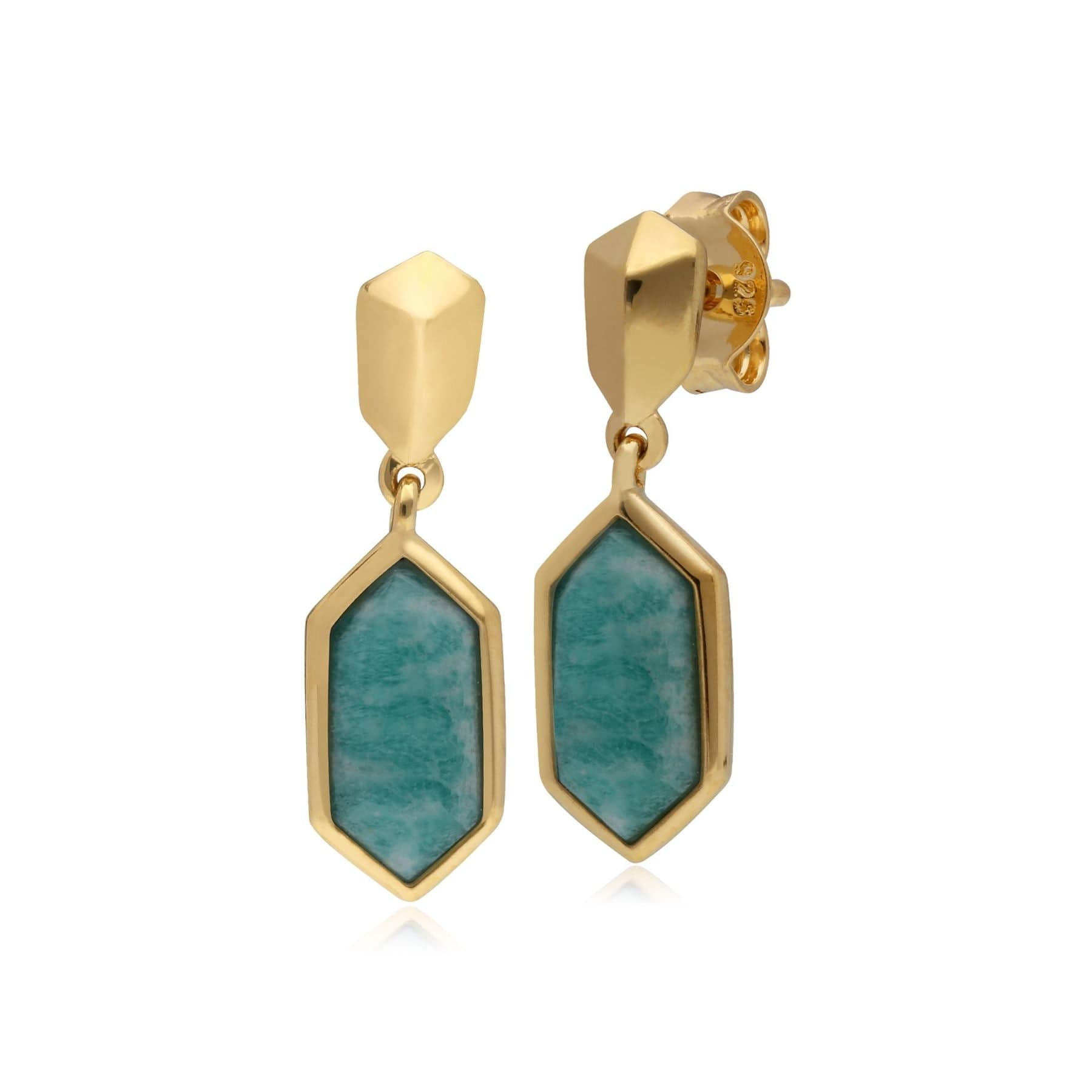 270E030002925 Micro Statement Amazonite Drop Earrings in Gold Plated Silver 1
