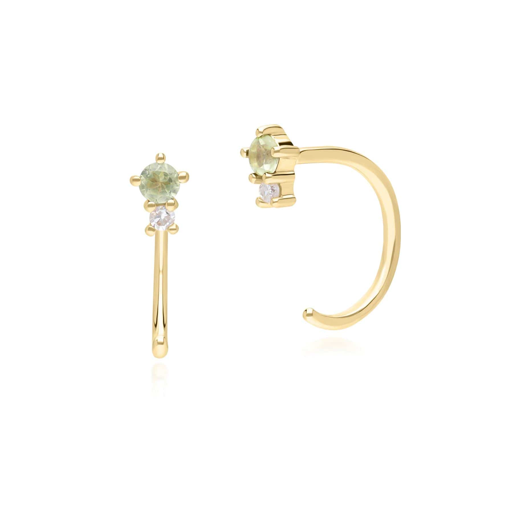 135E1823049 Modern Classic Peridot & Diamond Pull Through Hoop Earrings in 9ct Yellow Gold Front