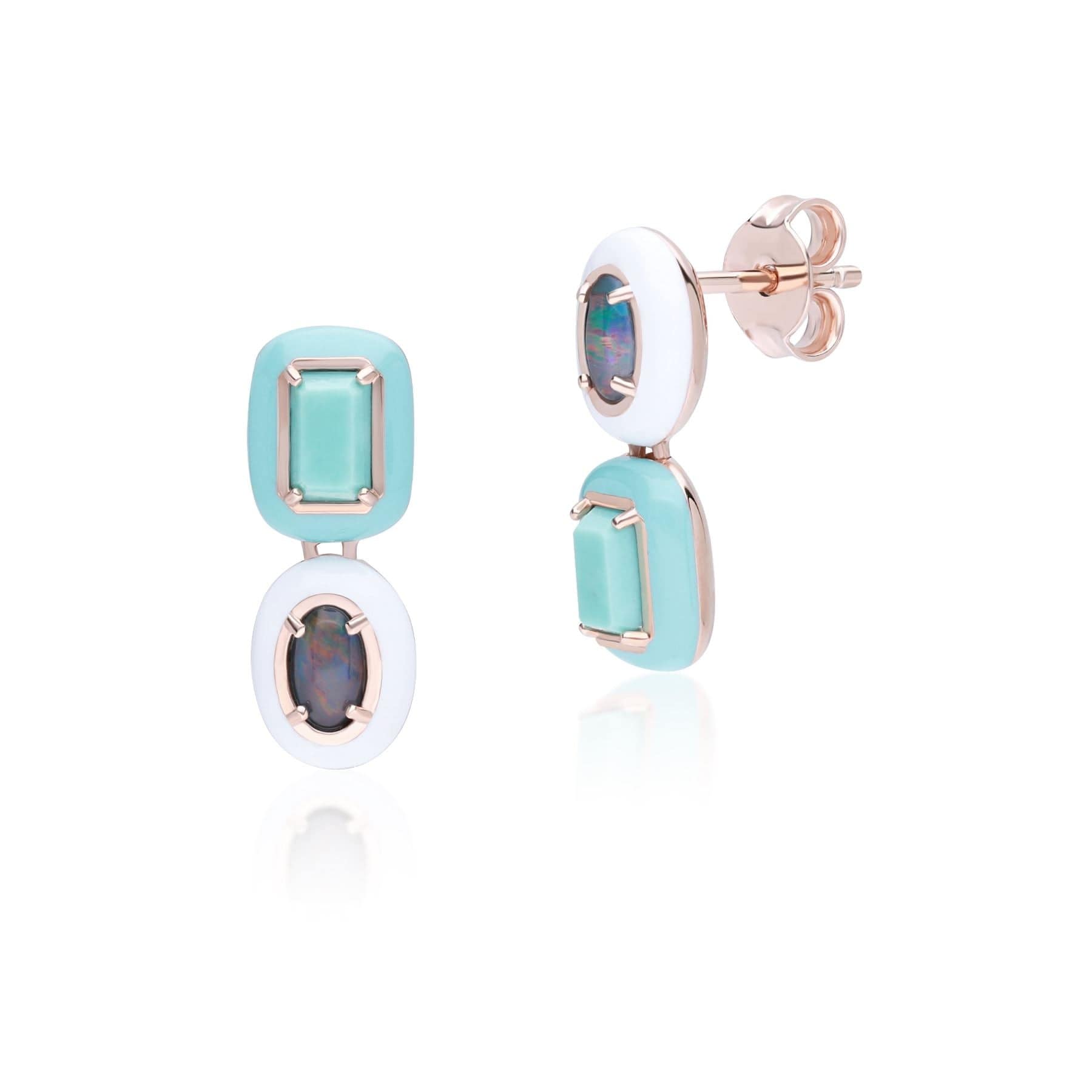 270E036001925 Siberian Waltz Triplet Opal & Turquoise Drop Earrings In Sterling Silver 1