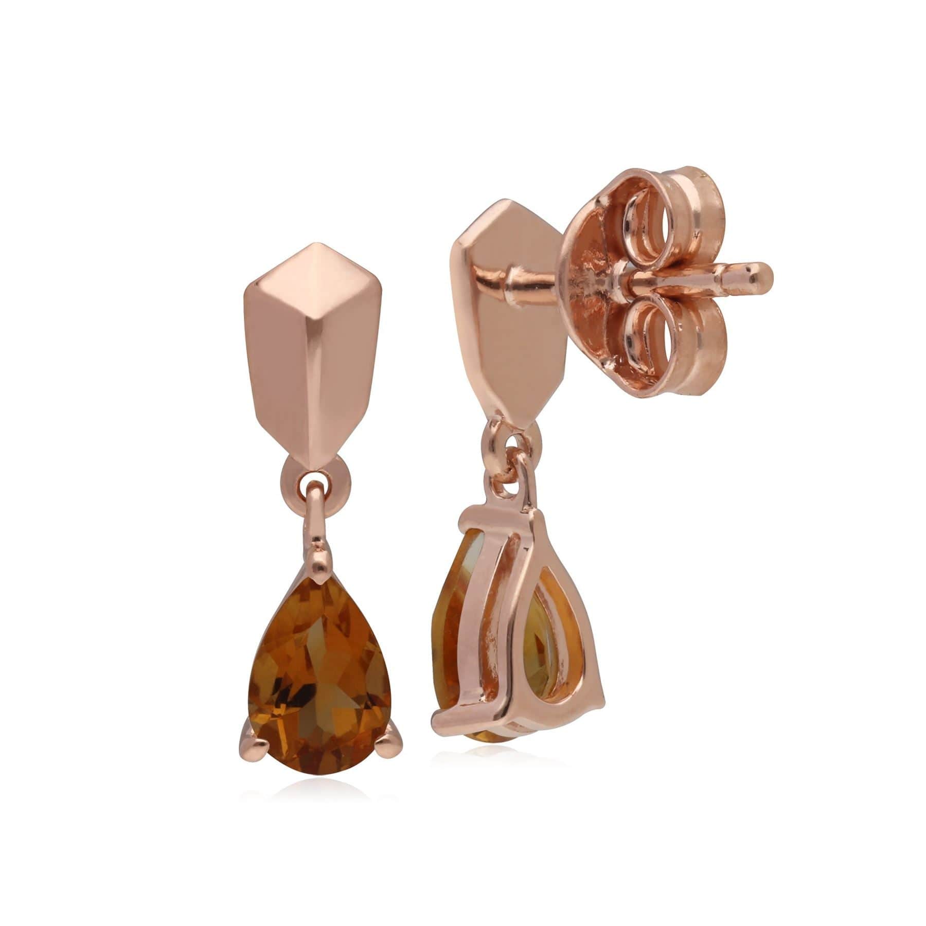 270E029307925 Micro Statement Citrine Earrings in Rose Gold Plated Silver 2