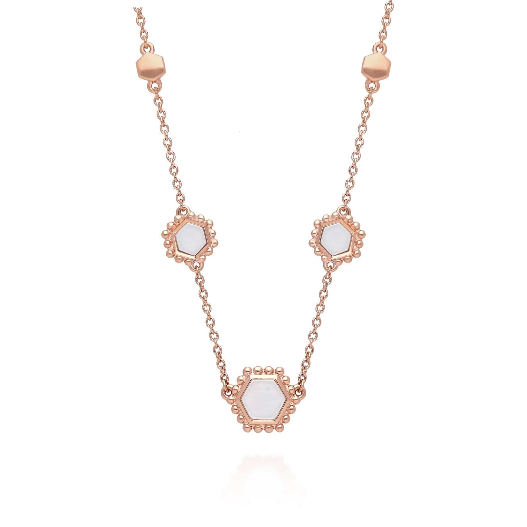 271N014404925 Mother of Pearl Slice Chain Necklace in Rose Gold Plated Silver 1