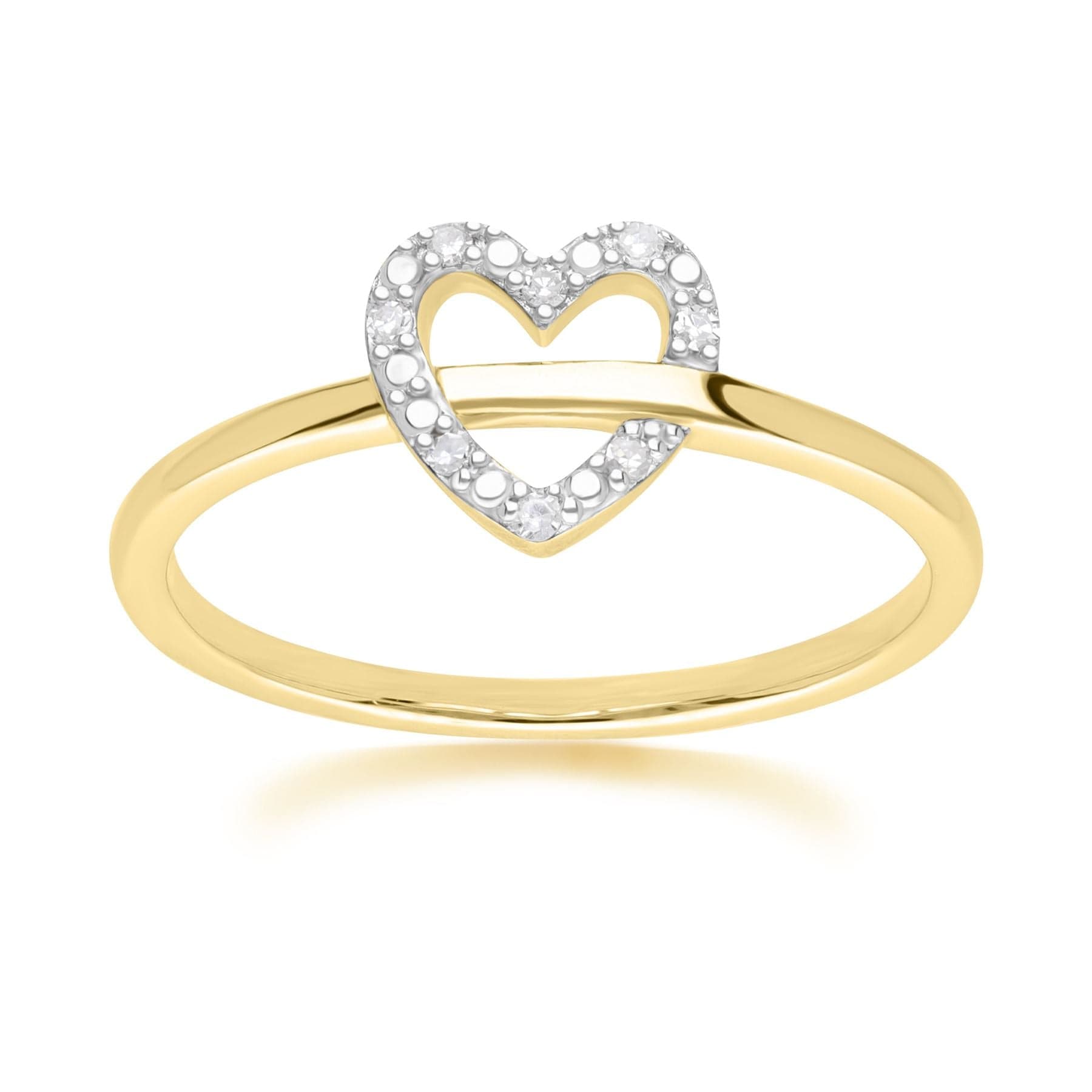 191R0934019_ Diamond Love Heart Ring in 9ct Yellow Gold Front