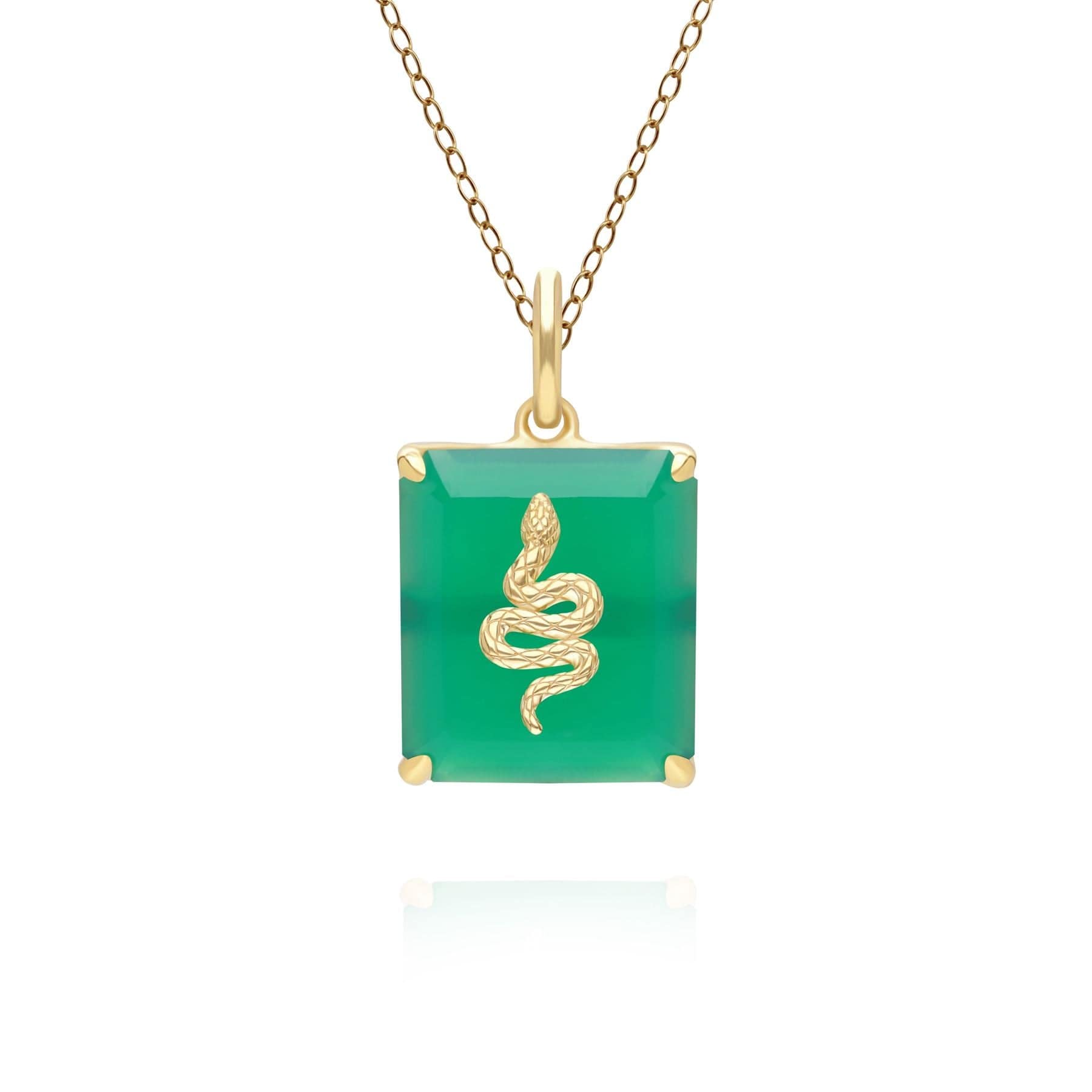 270P035001925 Grand Deco Green Chalcedony Snake Pendant in Gold Plated Sterling Silver Front