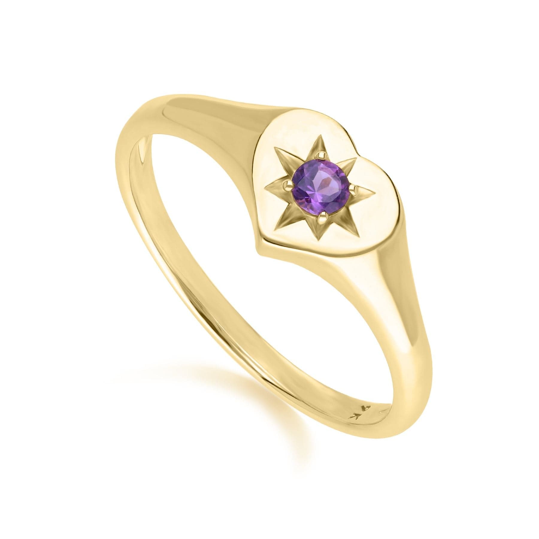 135R2055029 ECFEW™ 'The Liberator' Amethyst Heart Ring in 9ct Yellow Gold Side