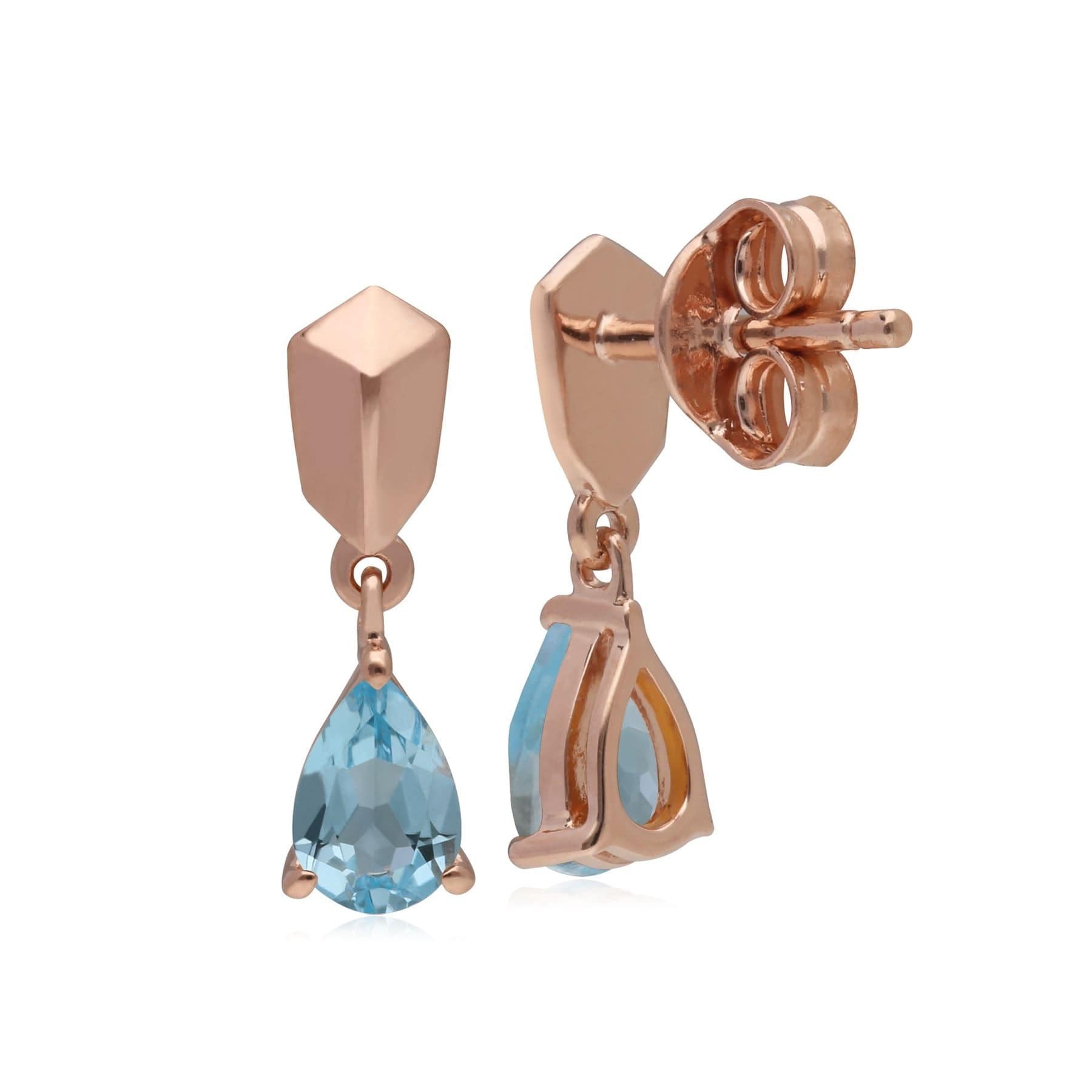 270E029303925 Micro Statement Topaz Drop Earrings in Rose Plated Silver 2