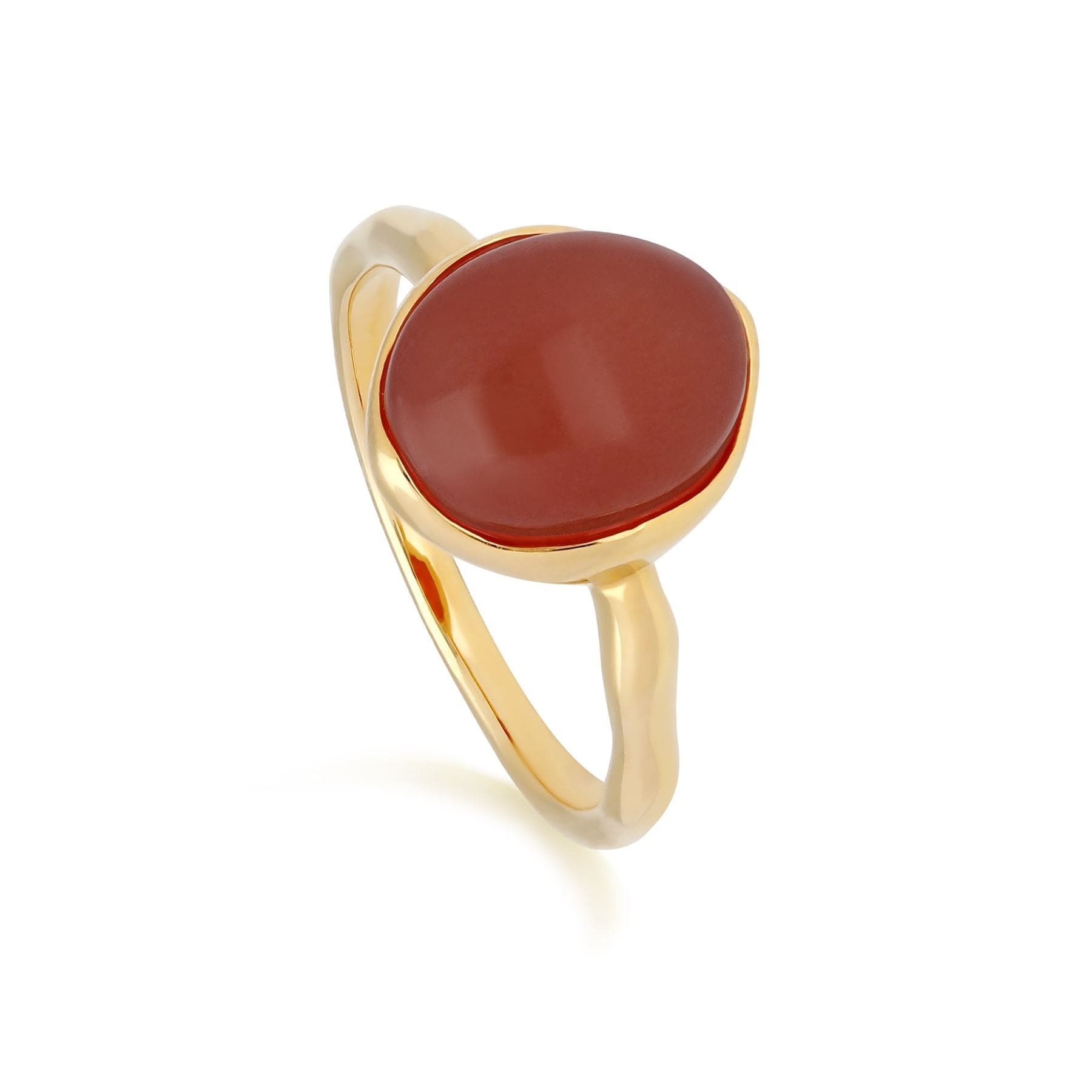 270R057401925 Irregular Collection Dyed Red Jade  Ring in Gold Plated Sterling Silver 1