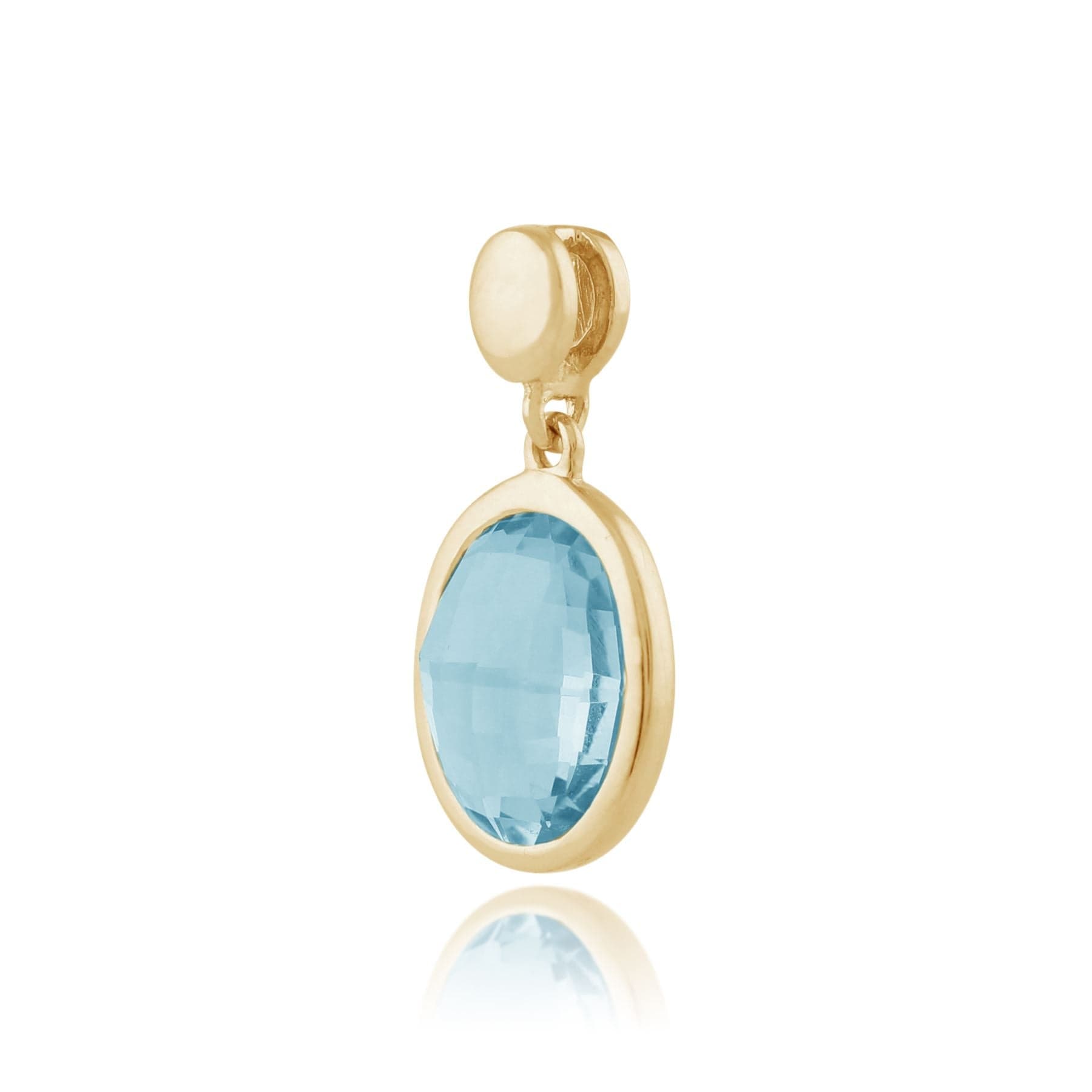 Oval Blue Checkerboard Topaz 9ct Yellow Gold Pendant on Chain