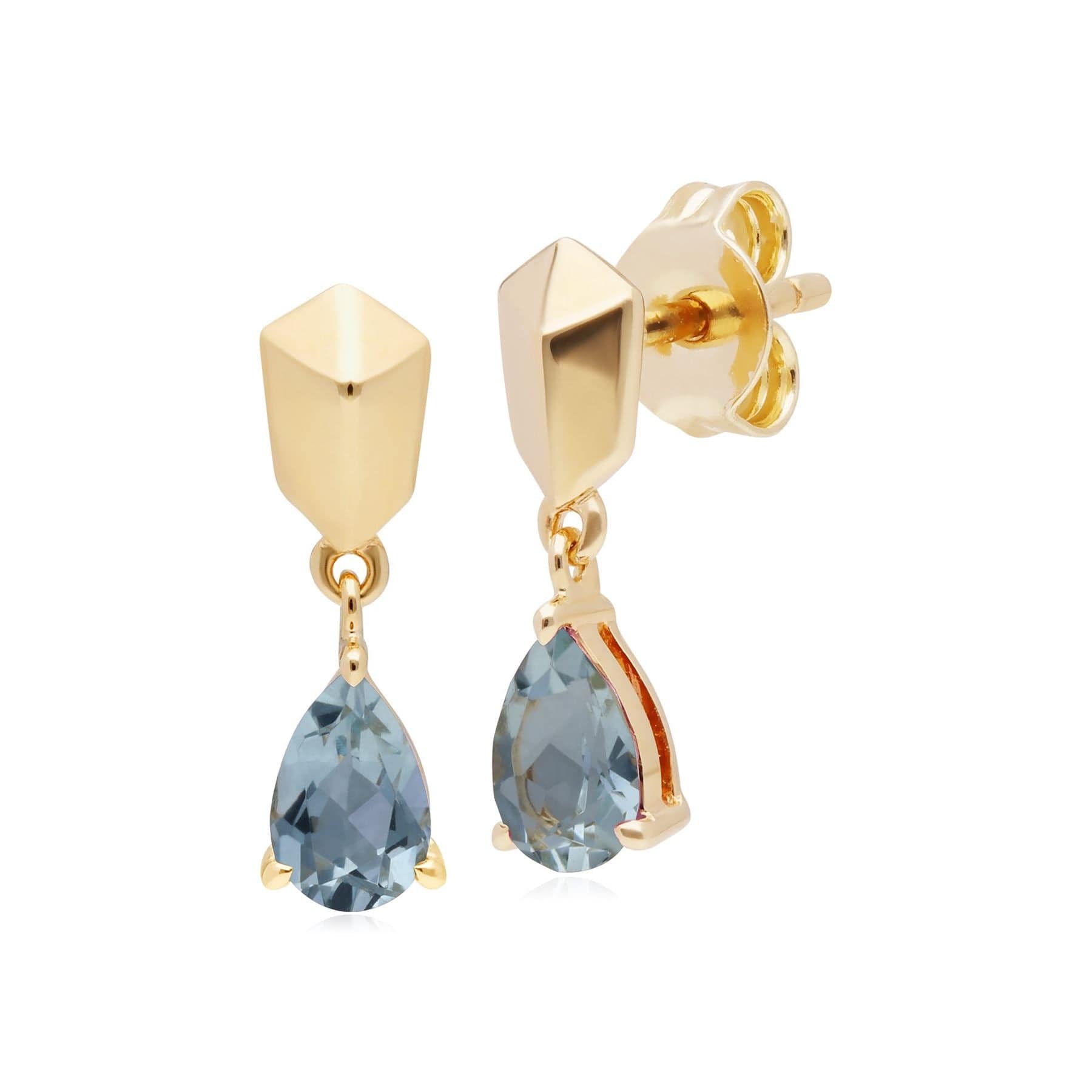 270E028504925 Micro Statement Aquamarine Earrings in Gold Plated Silver 1
