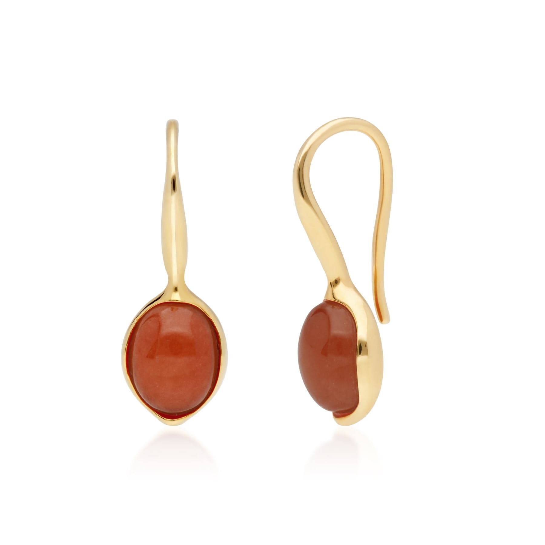 270E027001925 Irregular Collection Dyed Red Jade Drop Earrings in Gold Plated Sterling Silver 1