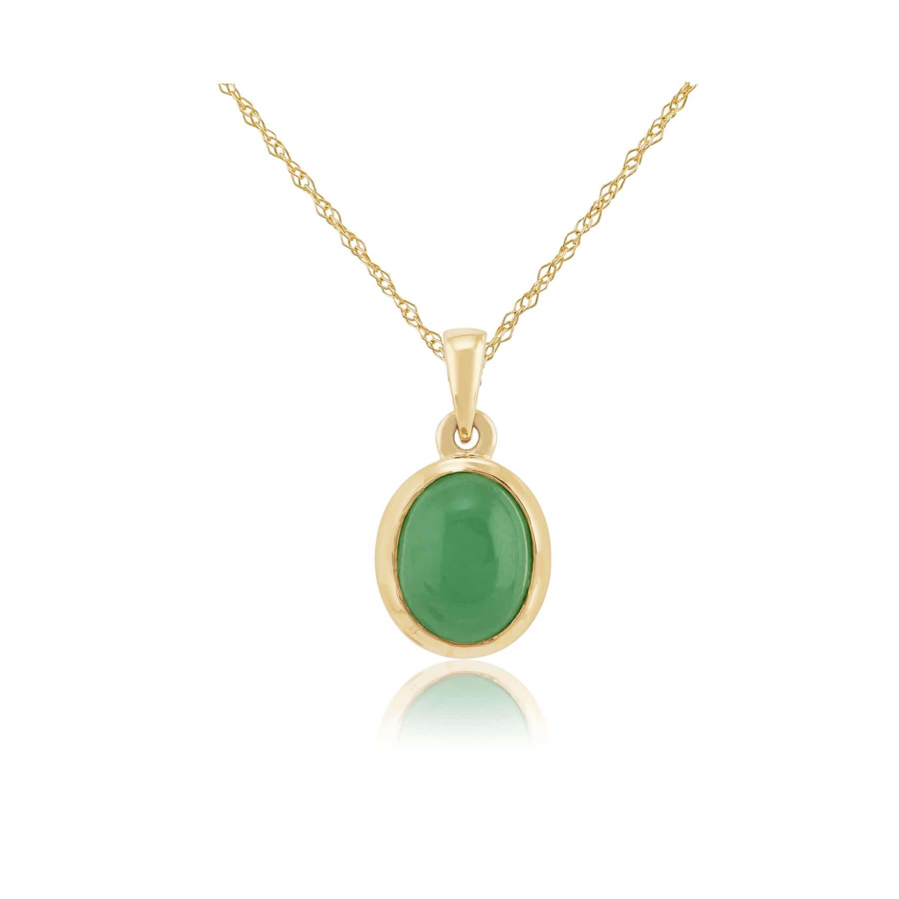 8040 Classic 2.53ct Dyed Green Jade Cabochon Pendant Necklace in 9ct Yellow Gold   1