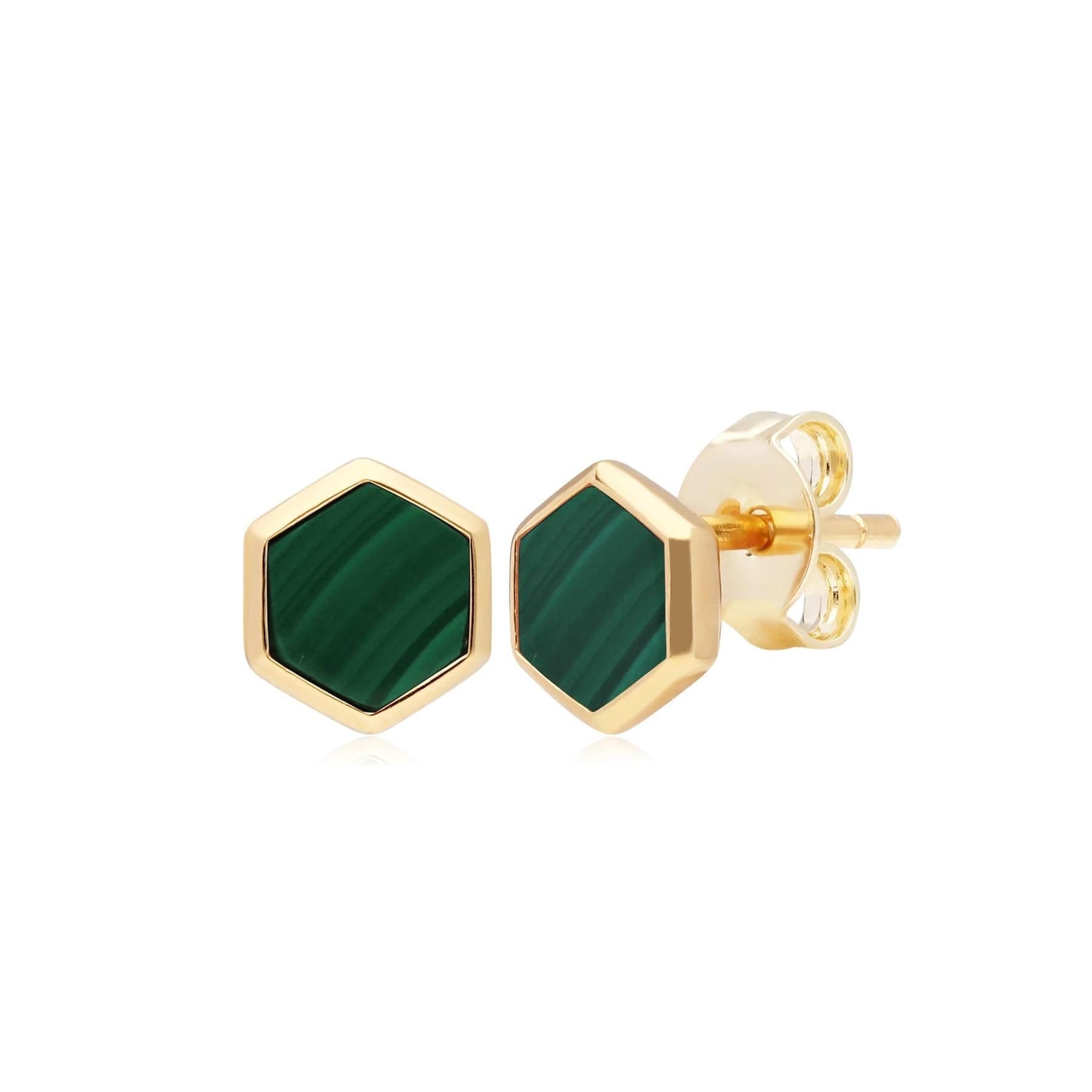270E027604925 Micro Statement Malachite Stud Earrings in Gold Plated  Silver 1