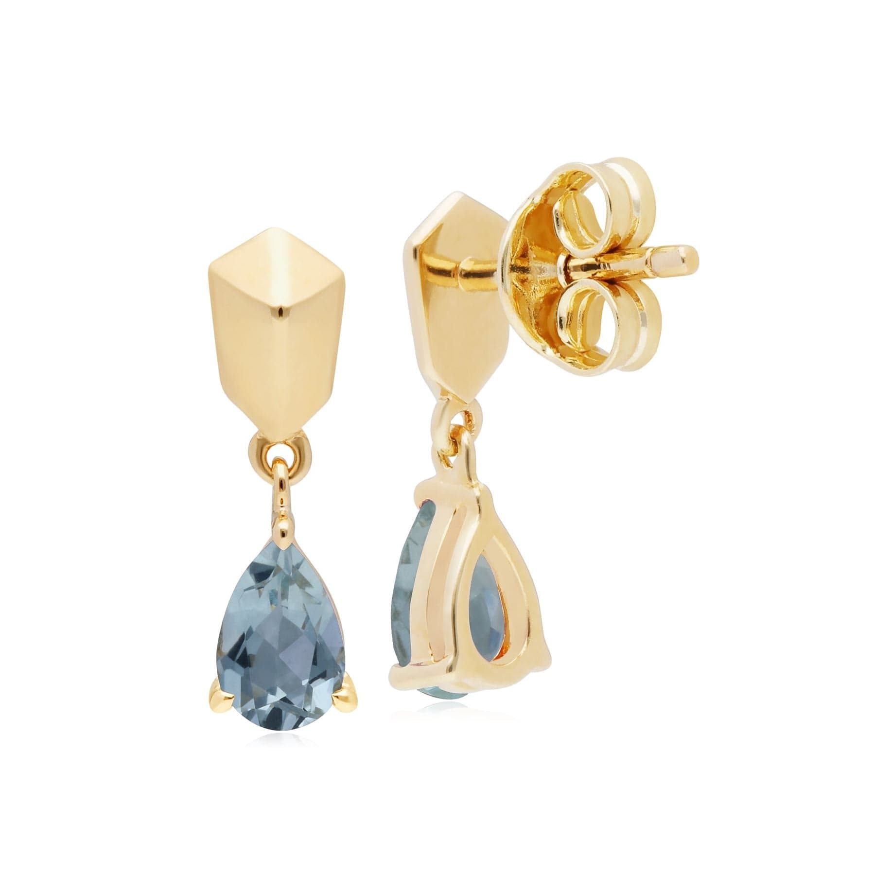 270E028504925 Micro Statement Aquamarine Earrings in Gold Plated Silver 2