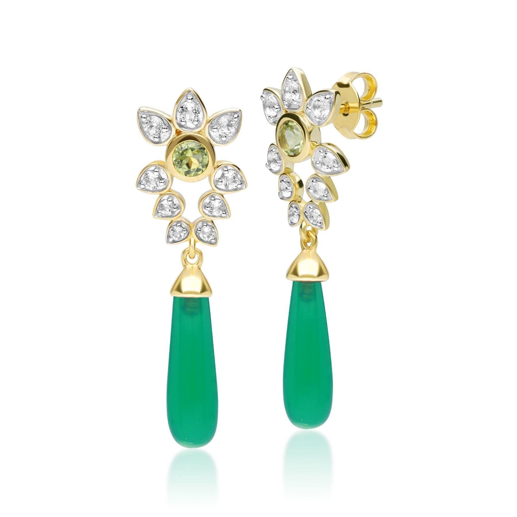 253E337402925 ECFEW™ Creator Dyed Green Chalcedony, Peridot & White Topaz Earrings In Sterling Silver 1