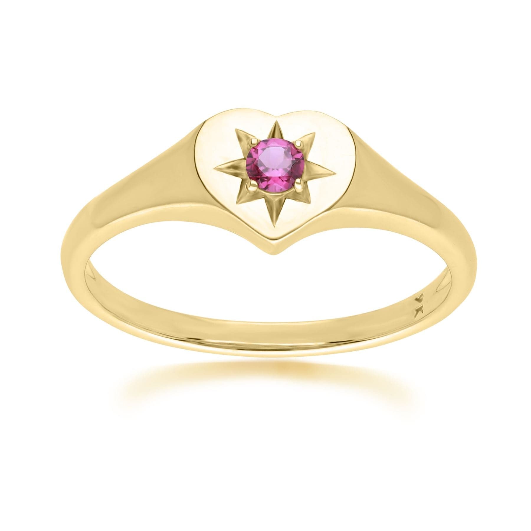 135R2055019 ECFEW™ 'The Liberator' Rhodolite Heart Ring in 9ct Yellow Gold Front
