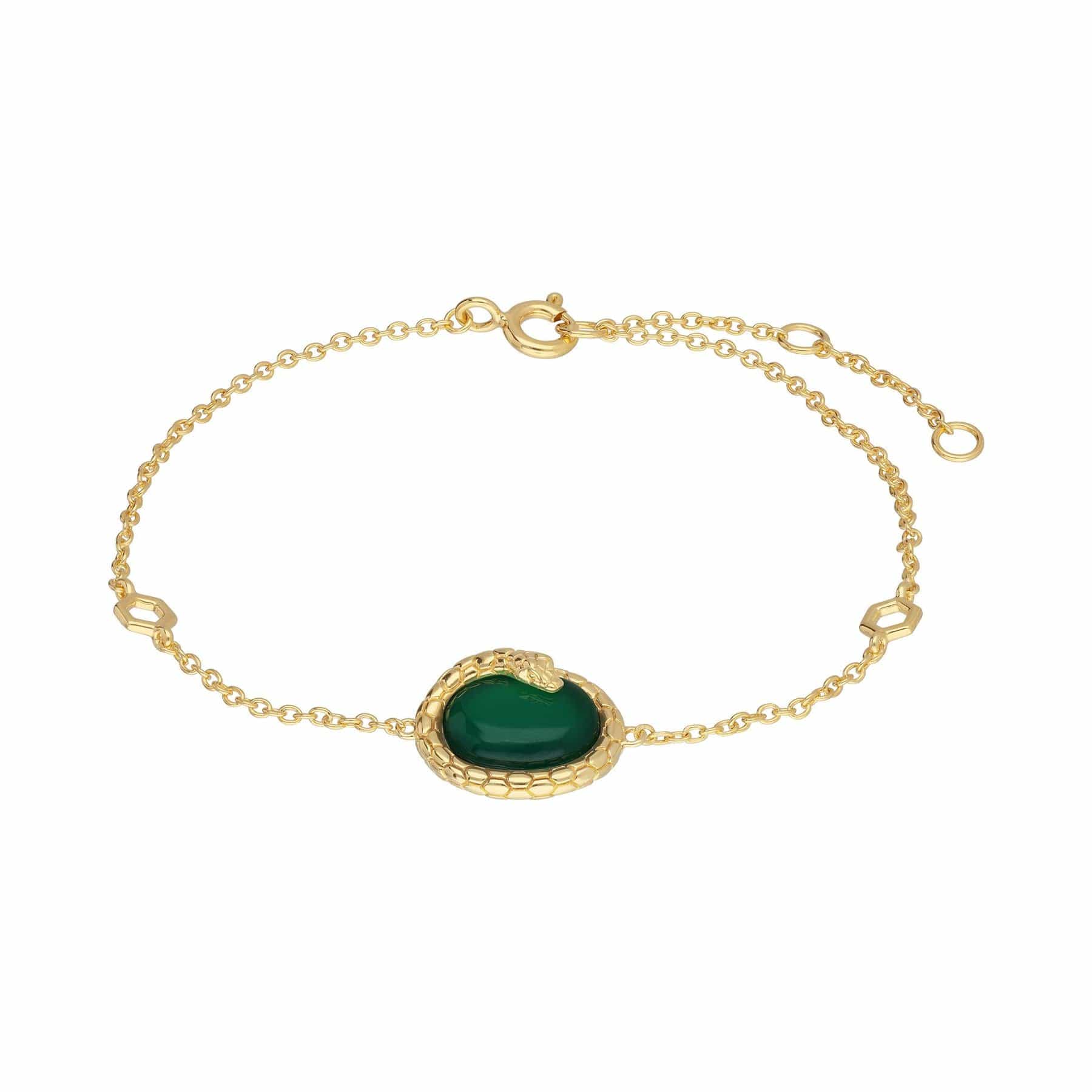 253L136301925 ECFEW™ Dyed Green Chalcedony Winding Snake Bracelet In Sterling Silver 1