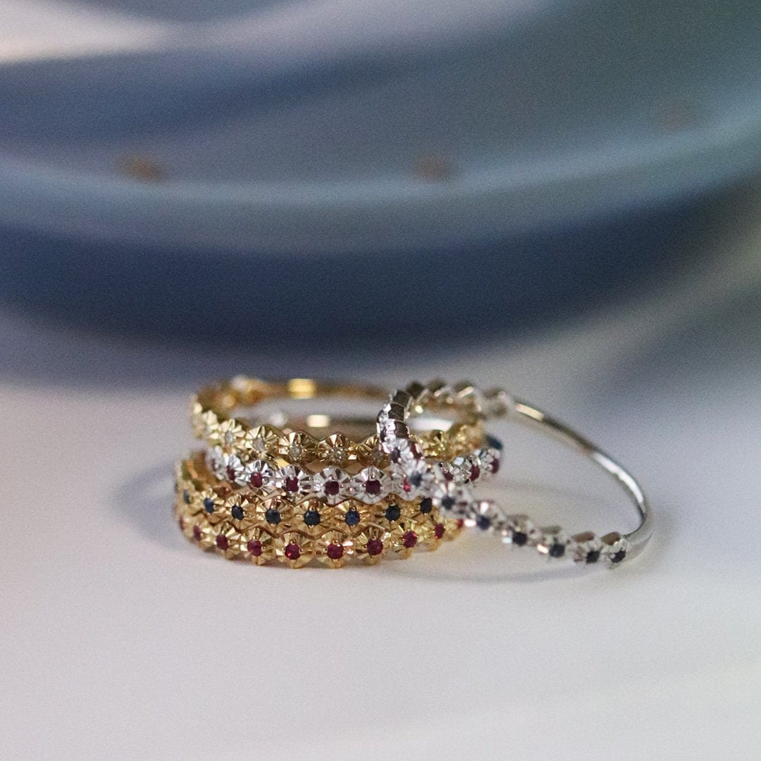 18ct Yellow Gold 0.09ct Sapphire Band Ring - Gemondo