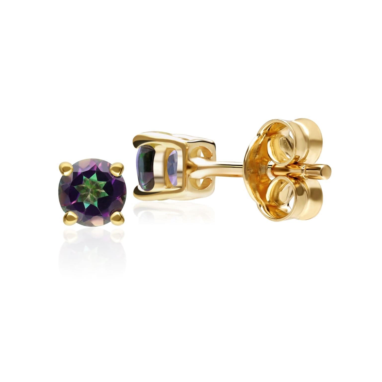22523 Classic Round Mystic Topaz Claw Set Stud Earrings in 9ct Yellow Gold 2
