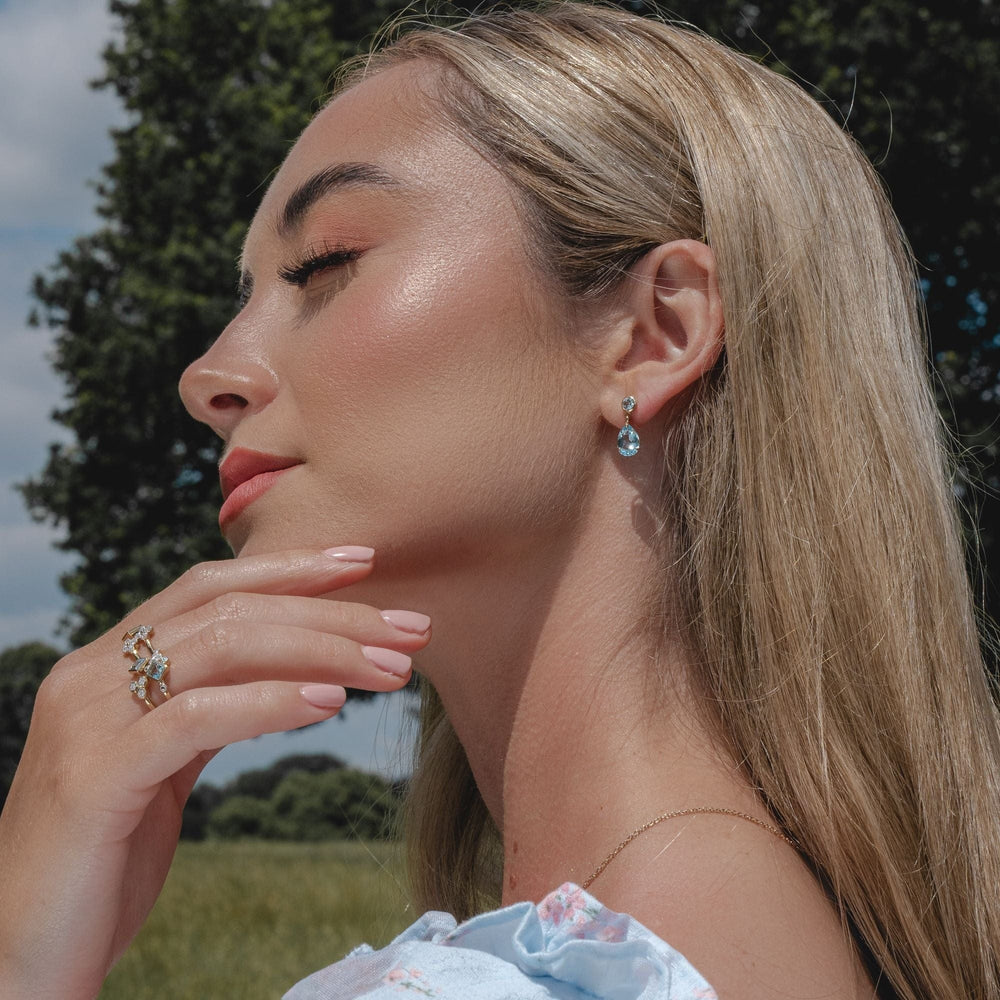 135R1865029 Modern Glam Blue Topaz & Diamond Ring in 9ct Yellow Gold 2