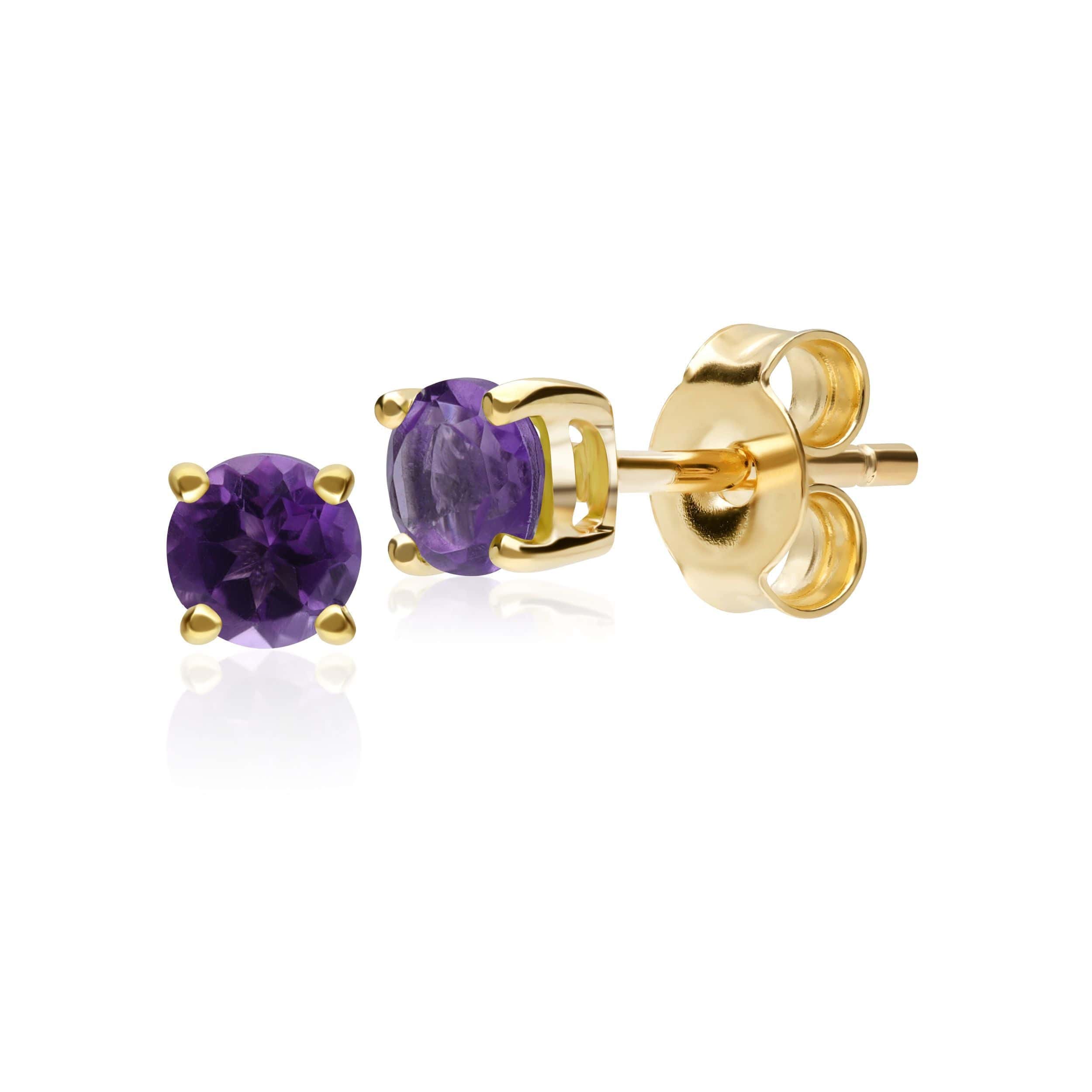 11560 Classic Round Amethyst Stud Earrings in 9ct Yellow Gold 1