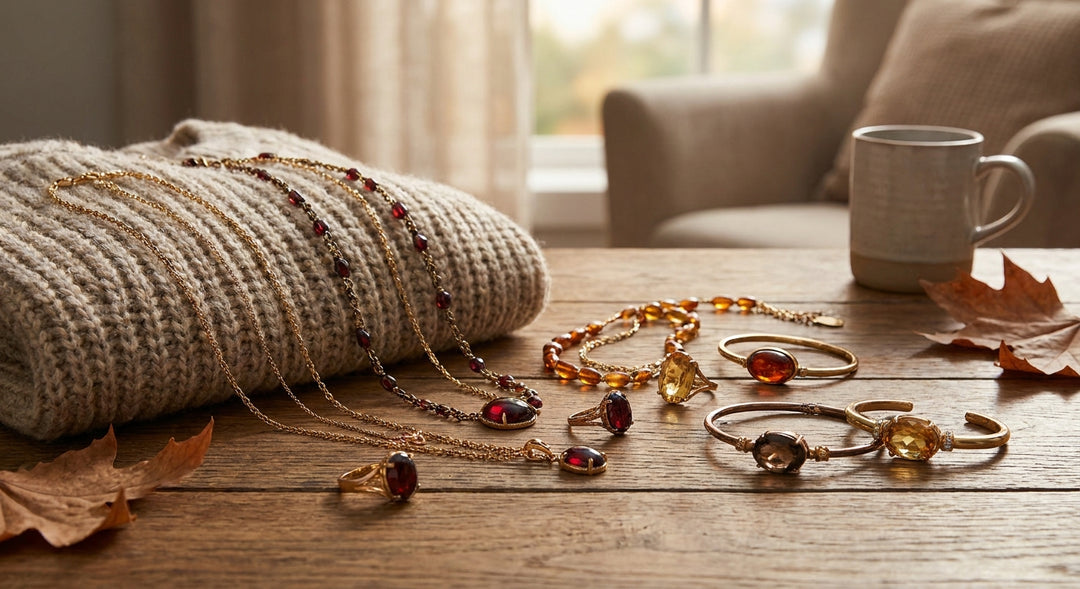 Gemstone jewellery for autumn outfits
