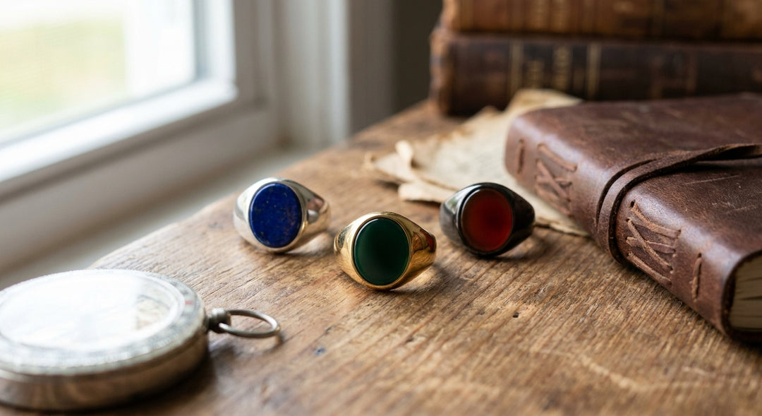 Gemstone signet rings for men