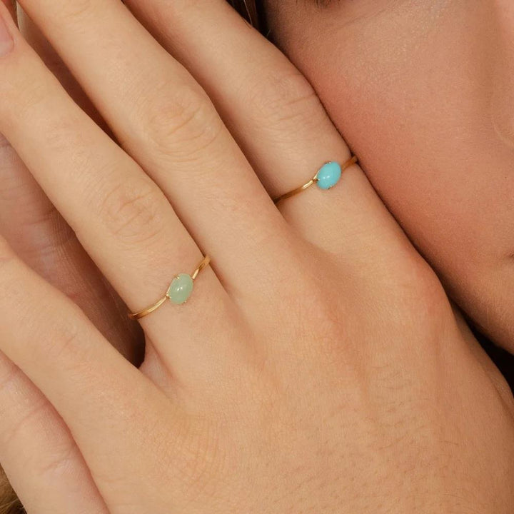 Classic Oval Turquoise Ring in 9ct Yellow Gold 6x4mm