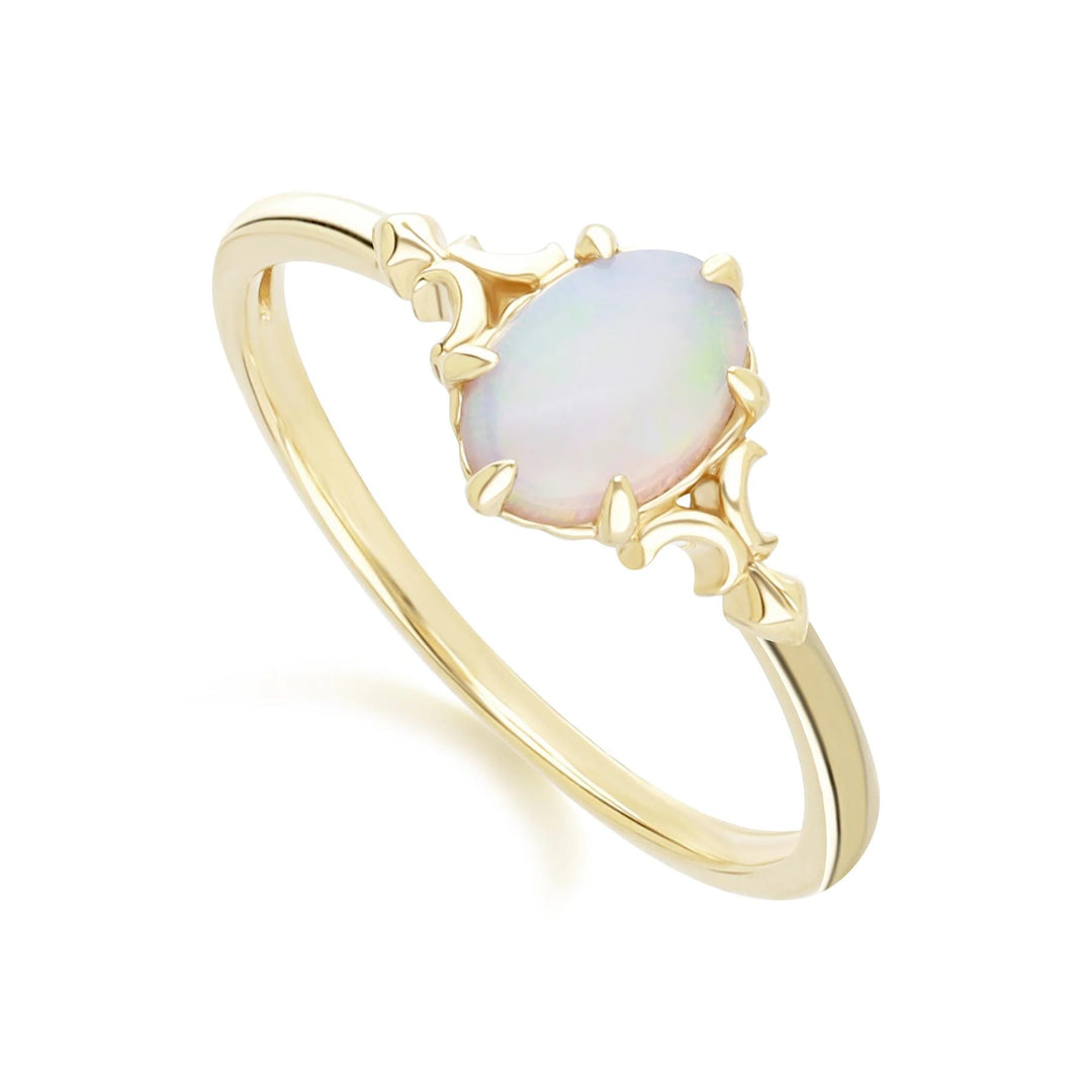 Classic Oval Opal Ring in 9ct Yellow Gold 7x5mm