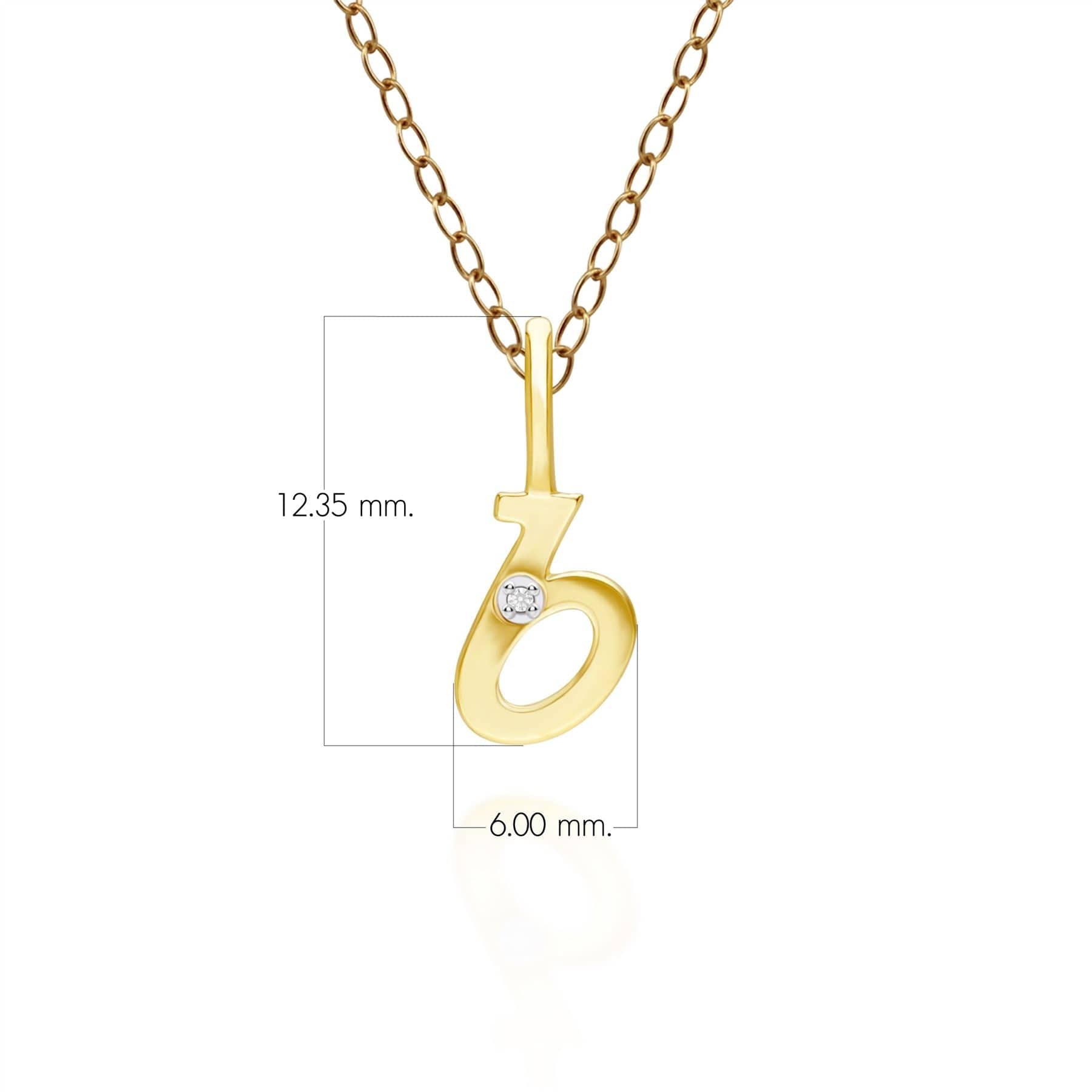 191P0773019 Alphabet Letter B Diamond pendant in 9ct Yellow Gold Dimensions