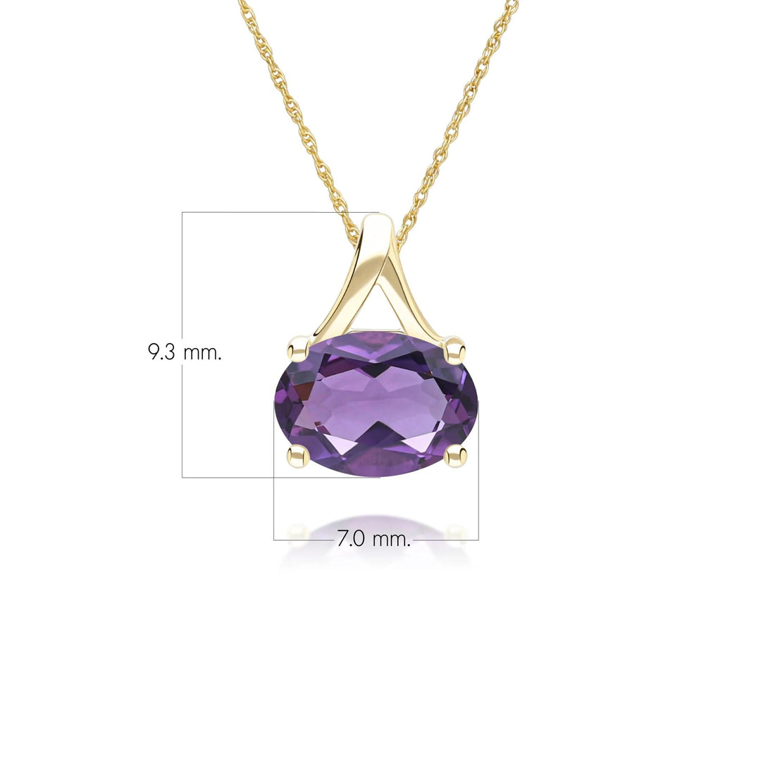 Classic Oval Amethyst Pendant Necklace in 9ct Yellow Gold 7x5mm
