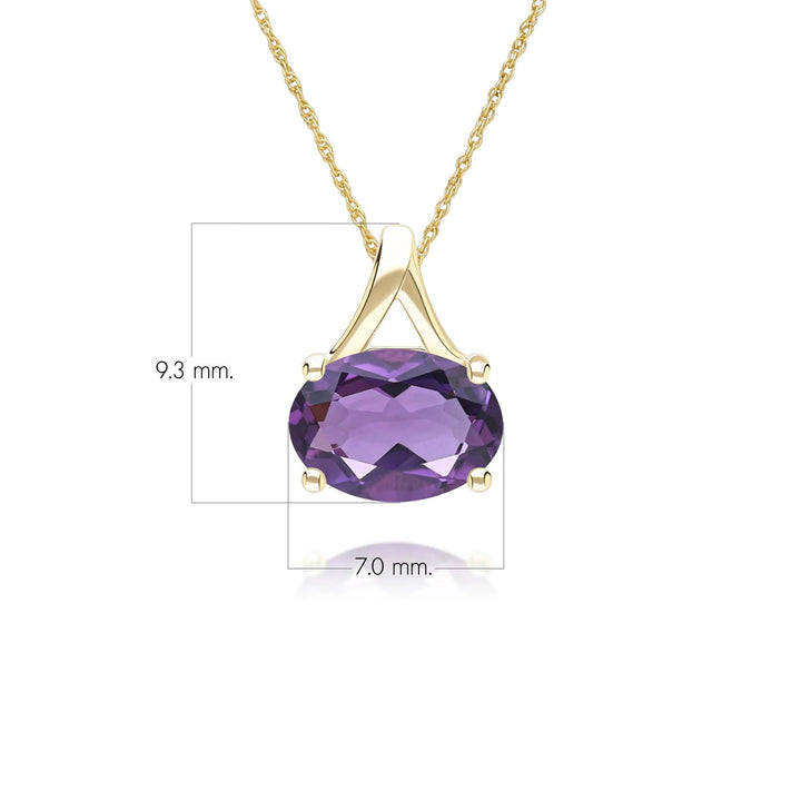 Classic Oval Amethyst Pendant Necklace in 9ct Yellow Gold 7x5mm