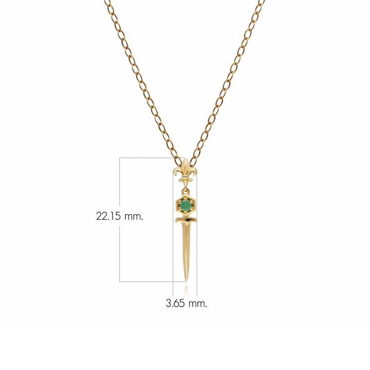 ECFEW™ Emerald Sword Pendant Necklace In 9ct Yellow Gold