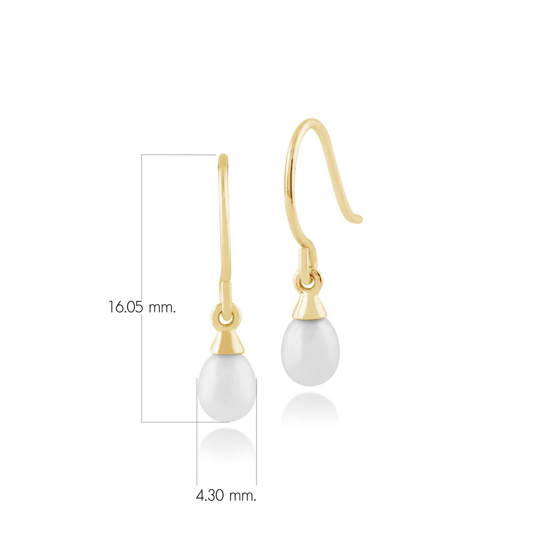 Classic Freshwater Pearl Drop Earrings in 9ct Yellow Gold