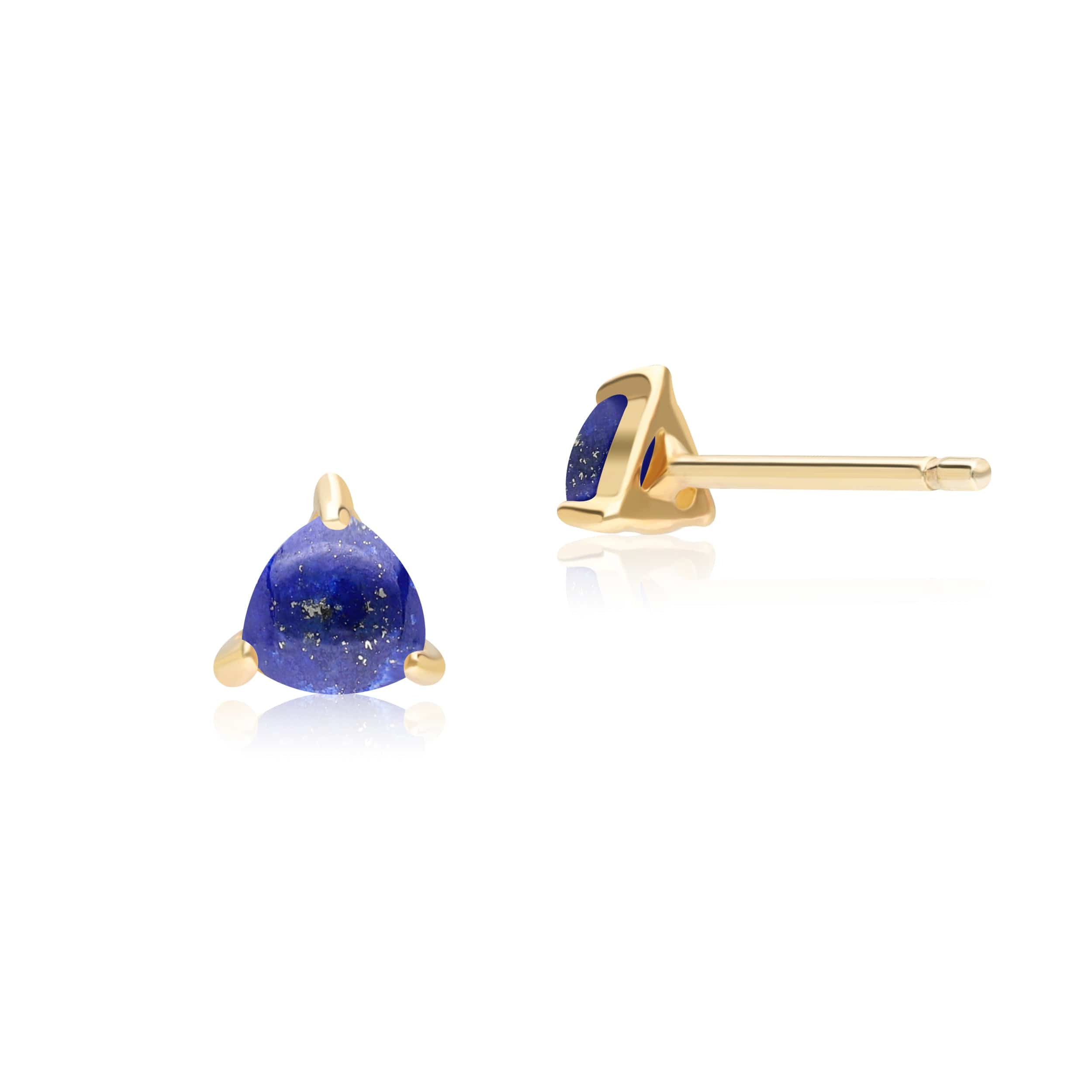Classic Trillion Lapis Lazuli Stud Earrings in 9ct Yellow Gold