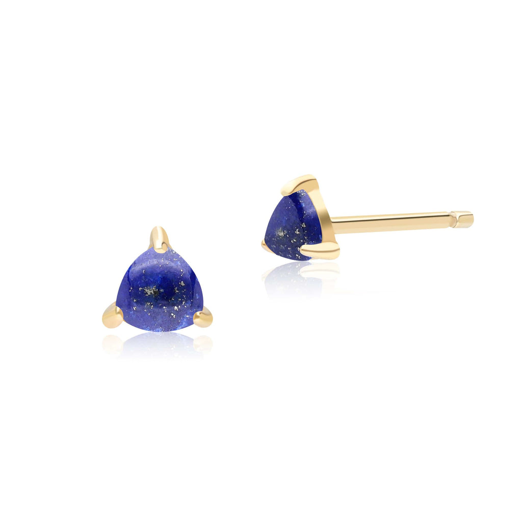 Classic Trillion Lapis Lazuli Stud Earrings 9ct Yellow Gold