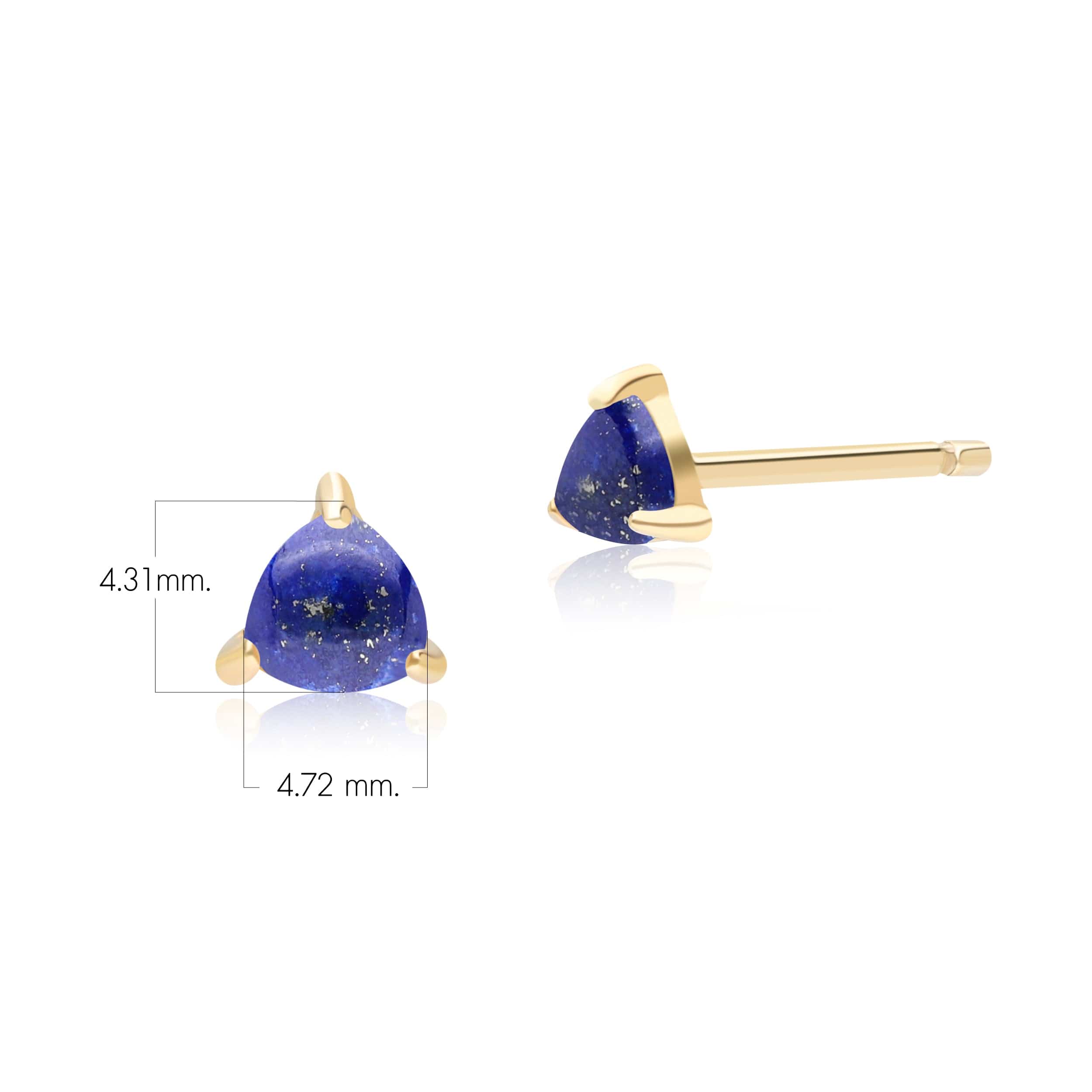Classic Trillion Lapis Lazuli Stud Earrings in 9ct Yellow Gold