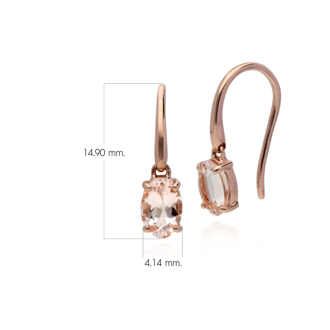 Classic Oval Morganite Drop Fish Hook Earrings in 9ct Rose Gold