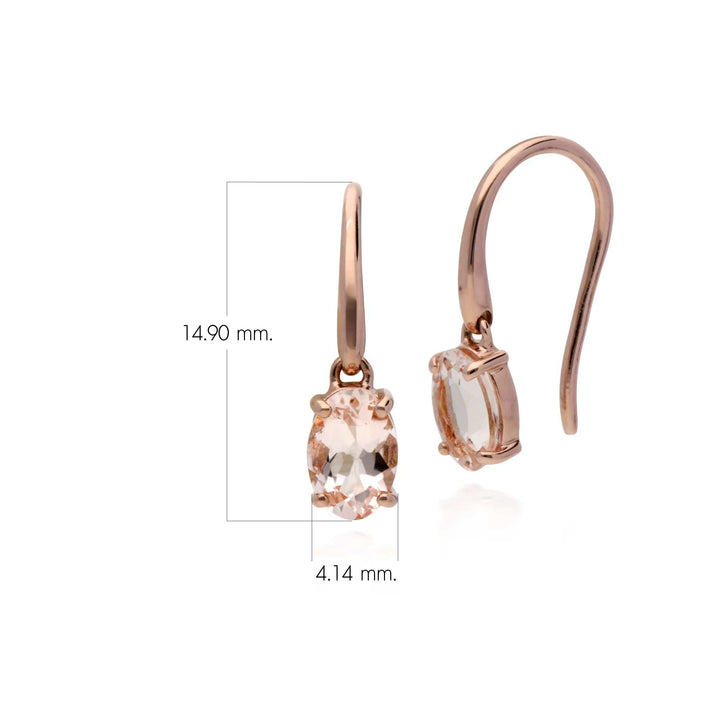Classic Oval Morganite Drop Fish Hook Earrings in 9ct Rose Gold