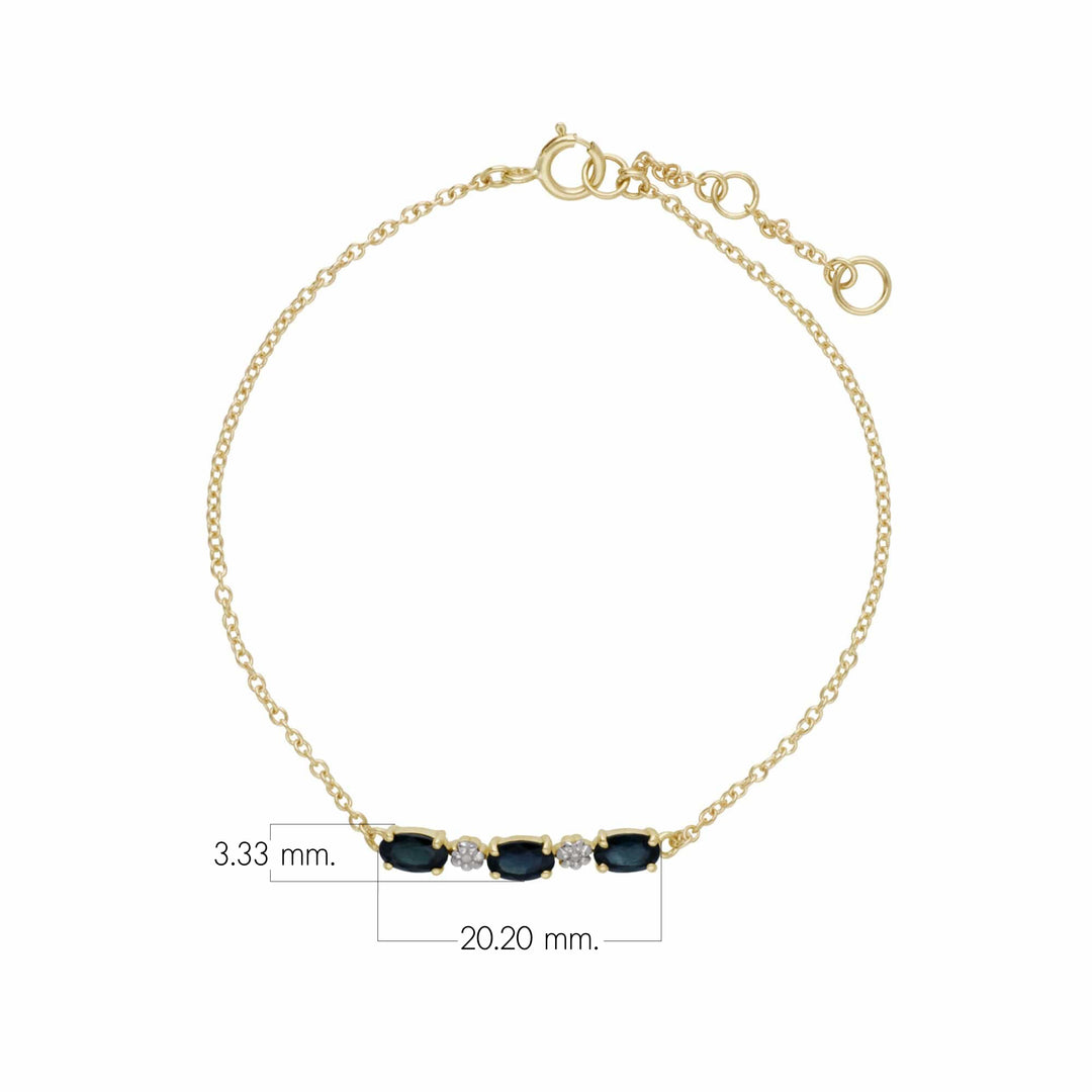 Classic Oval Sapphire & Diamond Bracelet in 9ct Yellow Gold