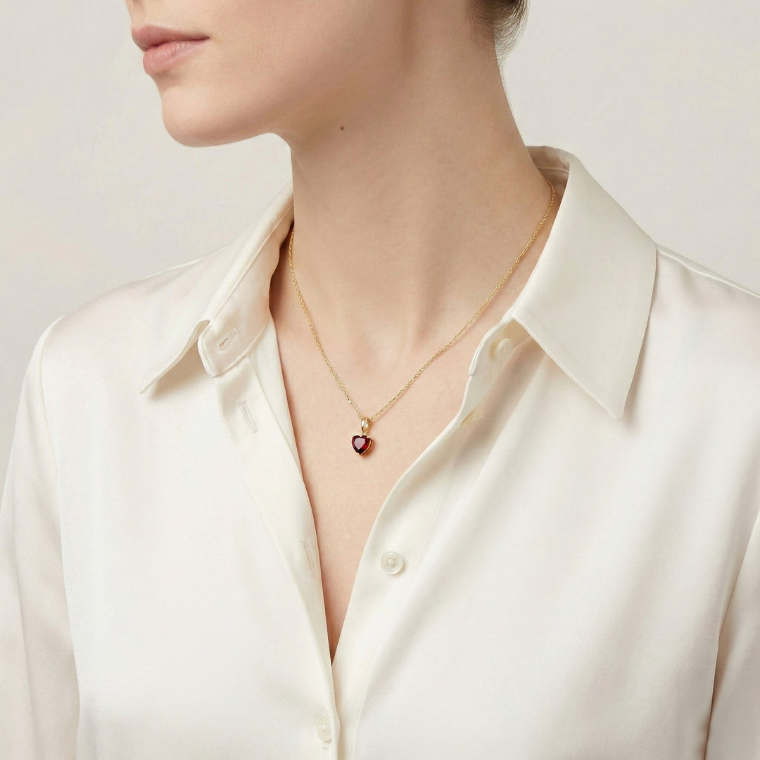 Classic Heart Amethyst Pendant in 9ct Yellow Gold