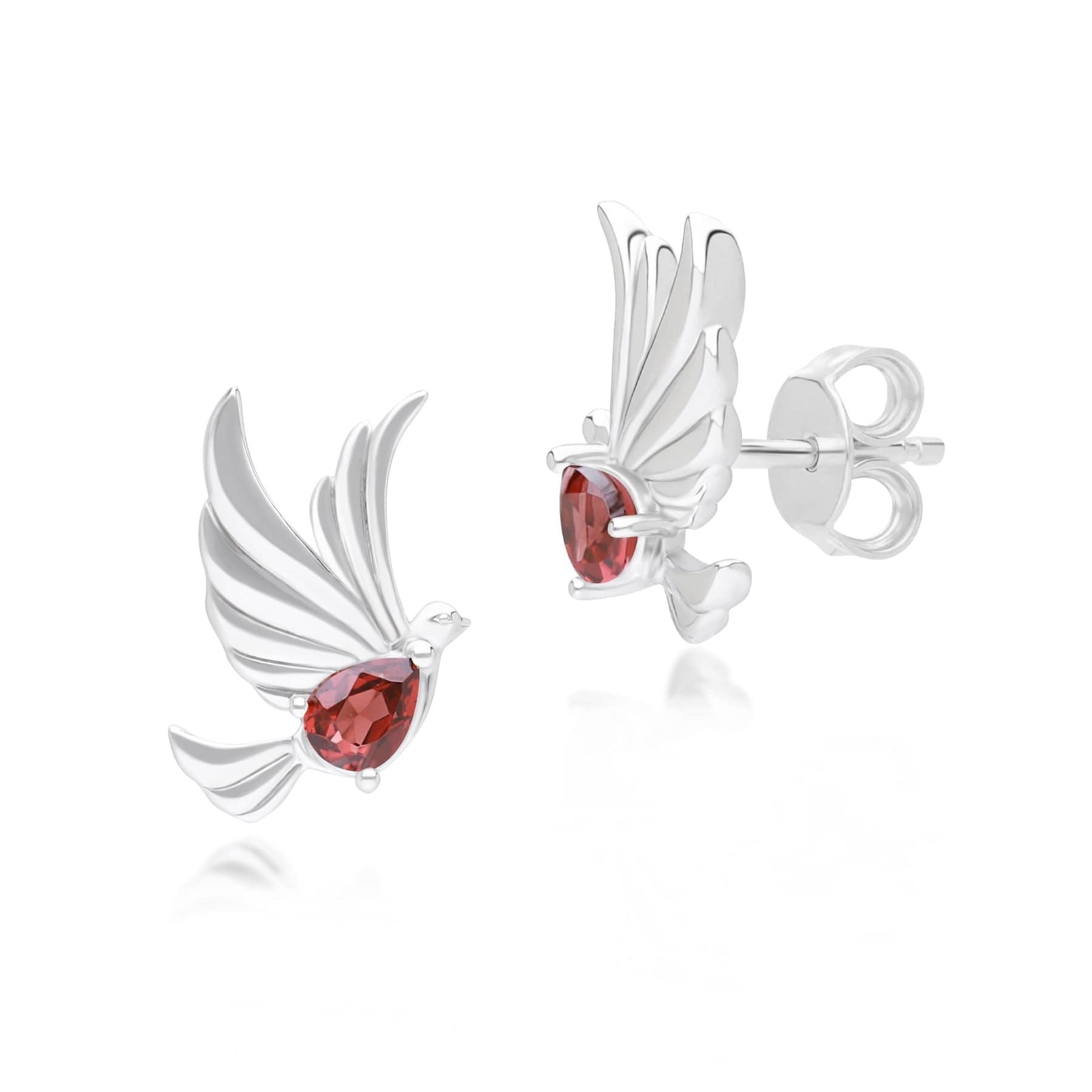 253E435302925 ECFEW™ Creator Garnet Dove Stud Earrings in  Sterling Silver 