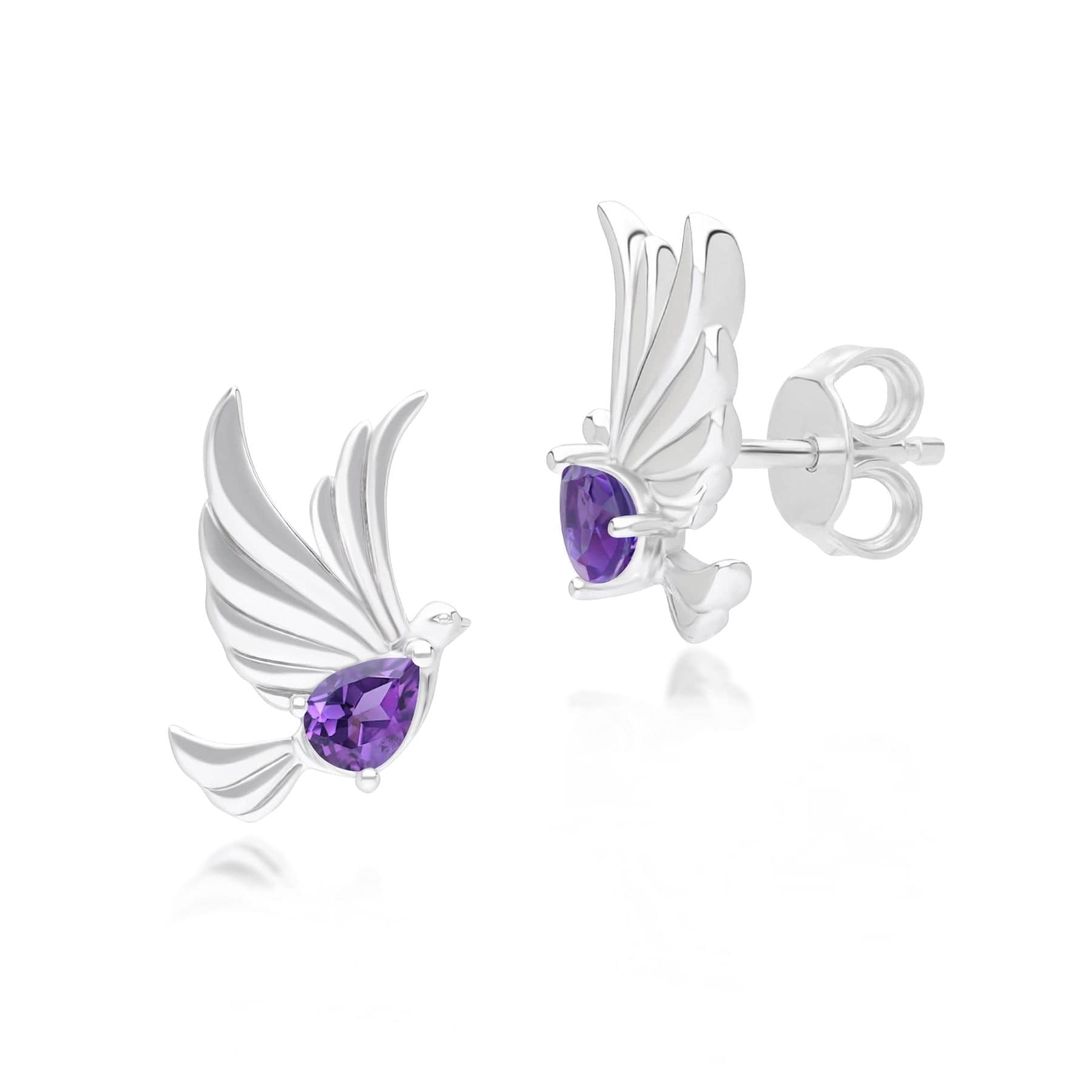 253E435303925 ECFEW™ Creator Amethyst Dove Stud Earrings in Sterling Silver 