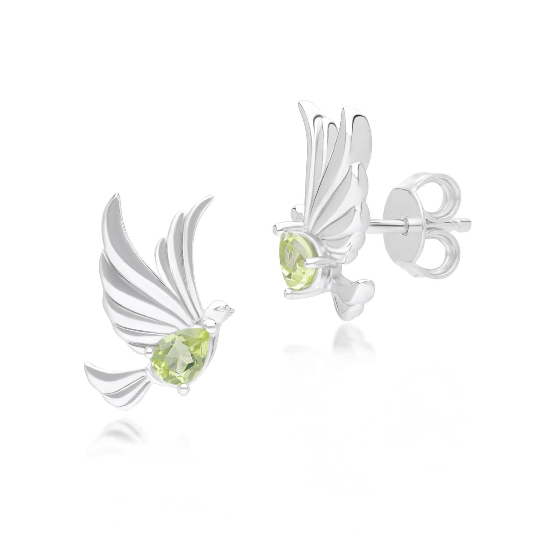 253E435304925 ECFEW™ Creator Peridot Dove Stud Earrings in Sterling Silver 