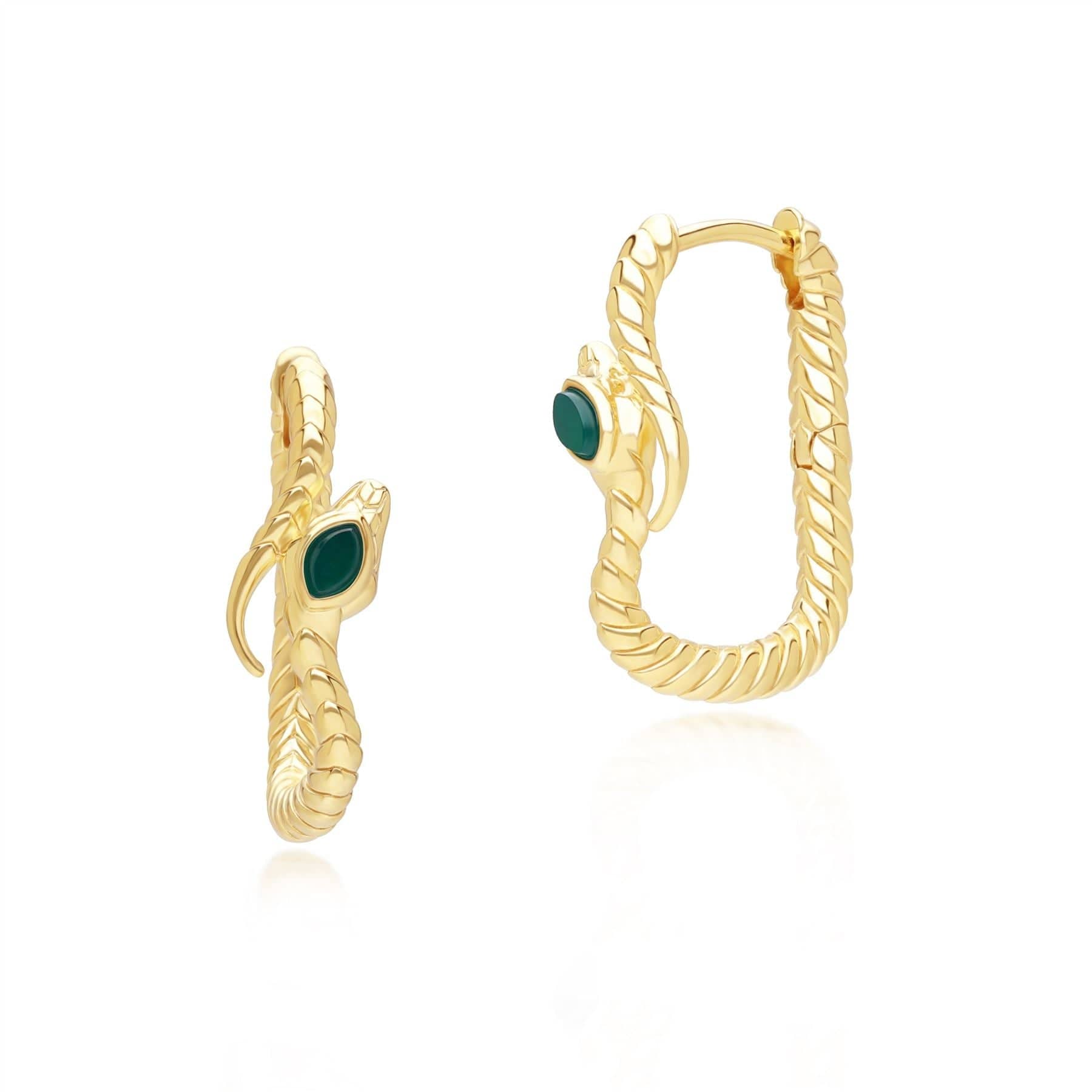 253E435501925 ECFEW™ Chalcedony Snake Hoop Earrings in Gold Plated Sterling Silver 