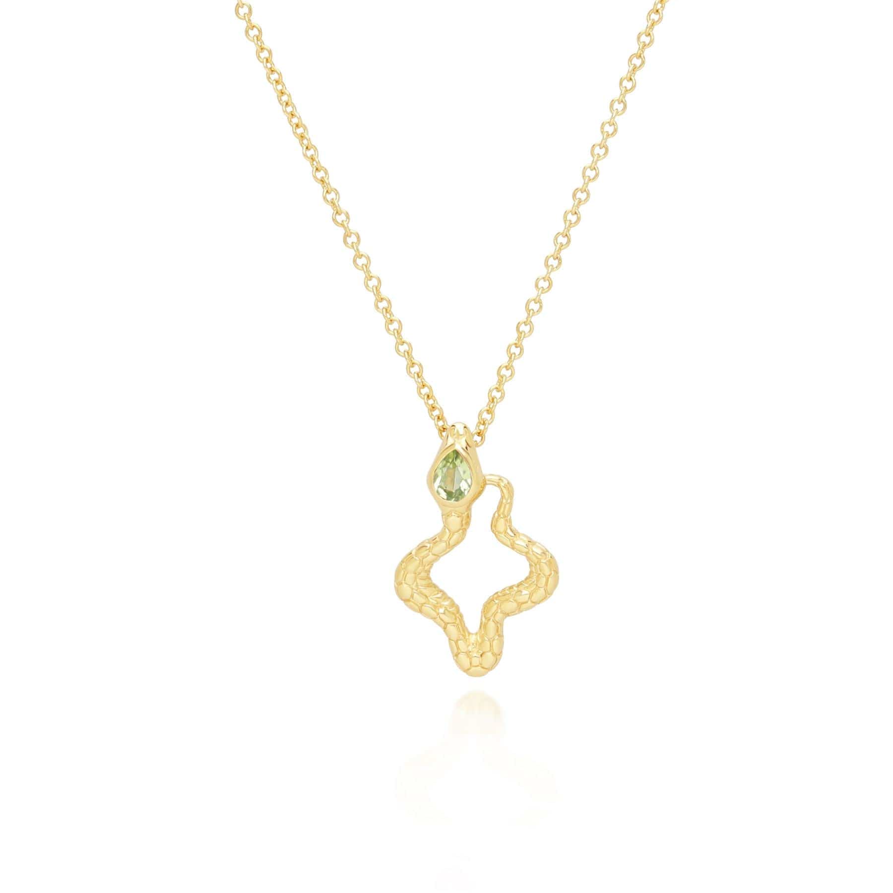253N365703925 ECFEW™ Peridot Snake Pendant Necklace in Gold Plated Sterling Silver 