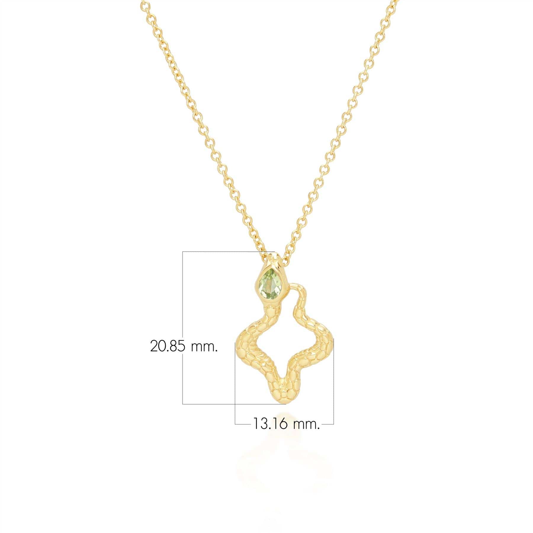 253N365703925 ECFEW™ Peridot Snake Pendant Necklace in Gold Plated Sterling Silver Dimensions