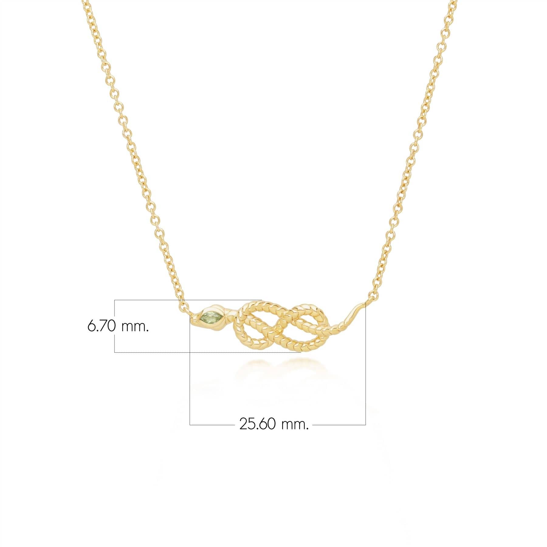 253N365803925 ECFEW™ Peridot Winding Snake Pendant Necklace in Gold Plated Sterling Silver Dimensions